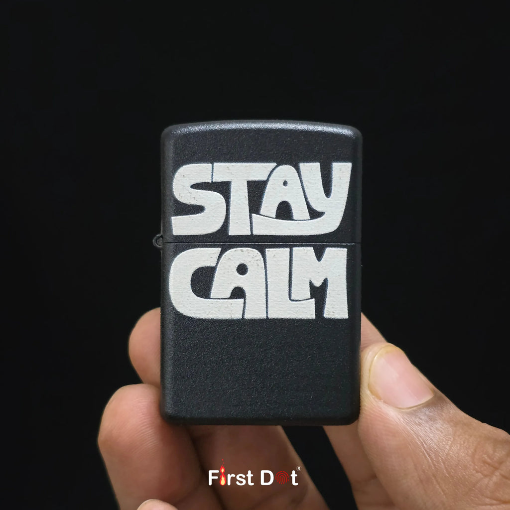 First Dot Stay Calm & Artistic Hand Liquid Fuel Lighter Pack of 2