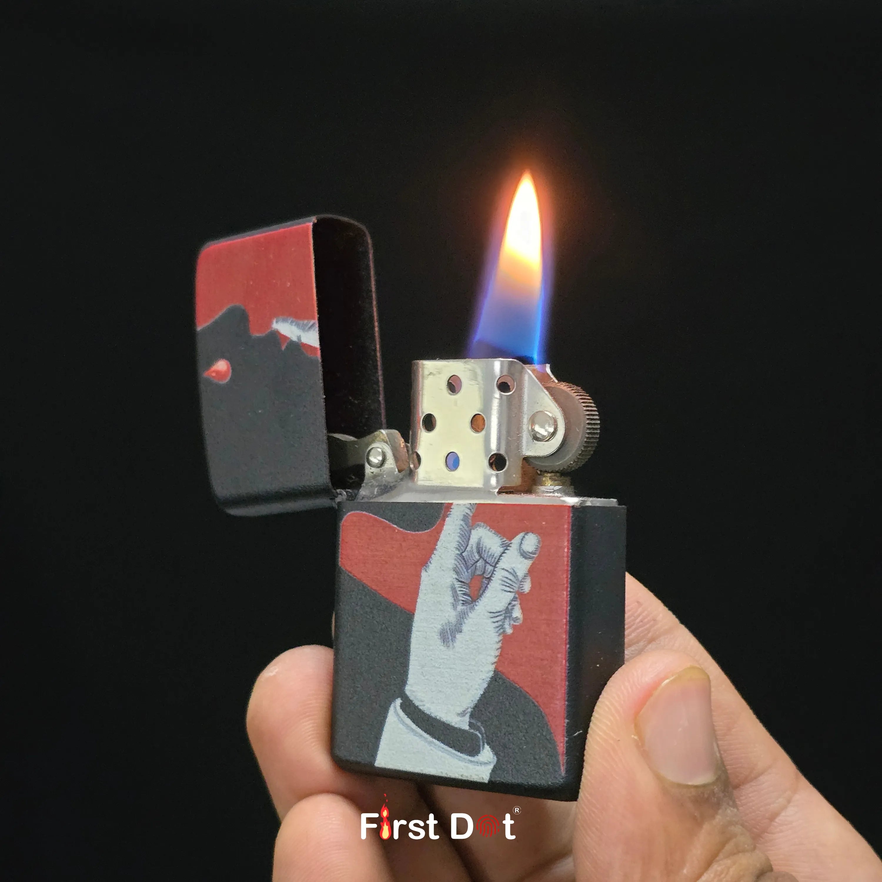 First Dot Stay Calm & Artistic Hand Liquid Fuel Lighter Pack of 2