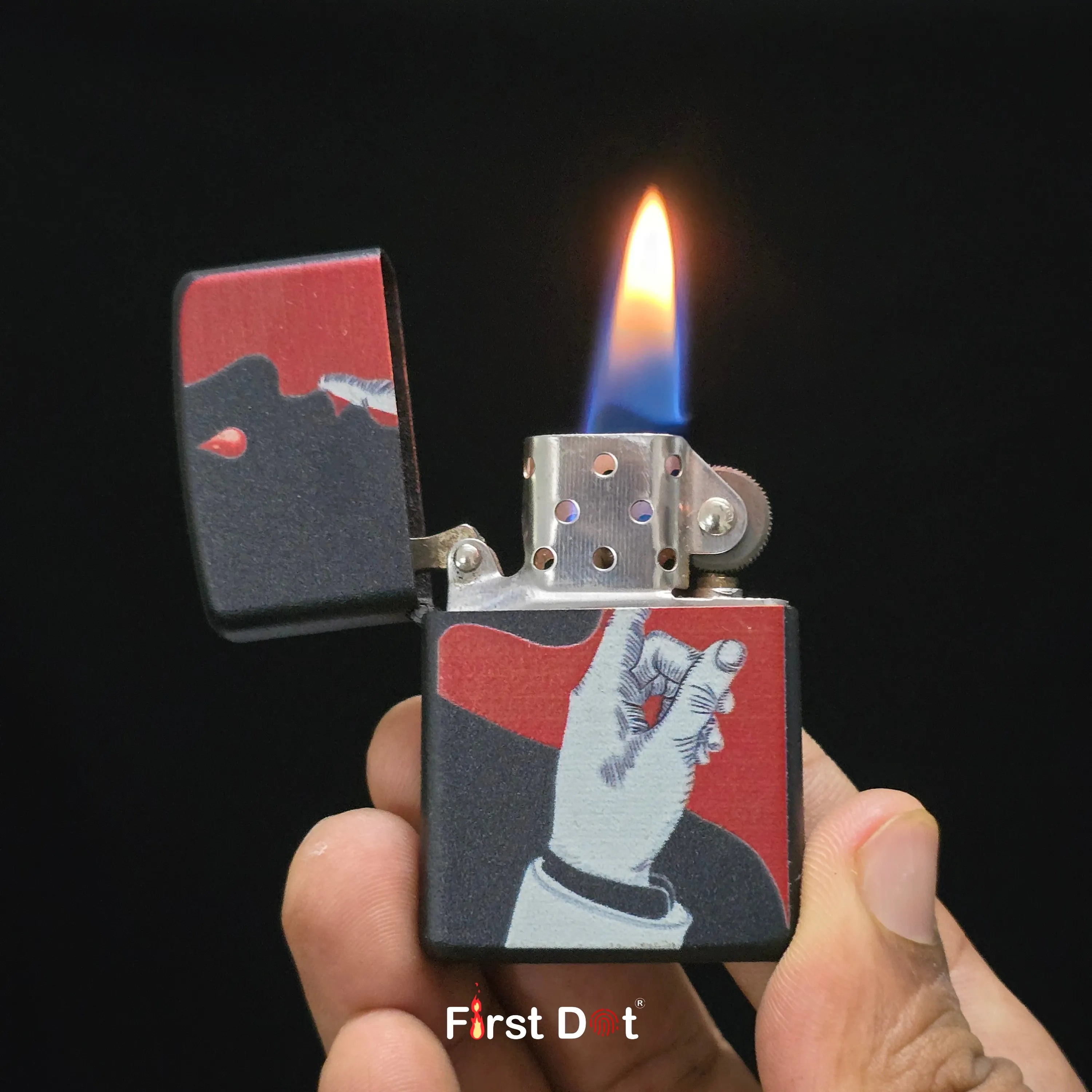 First Dot Stay Calm & Artistic Hand Liquid Fuel Lighter Pack of 2