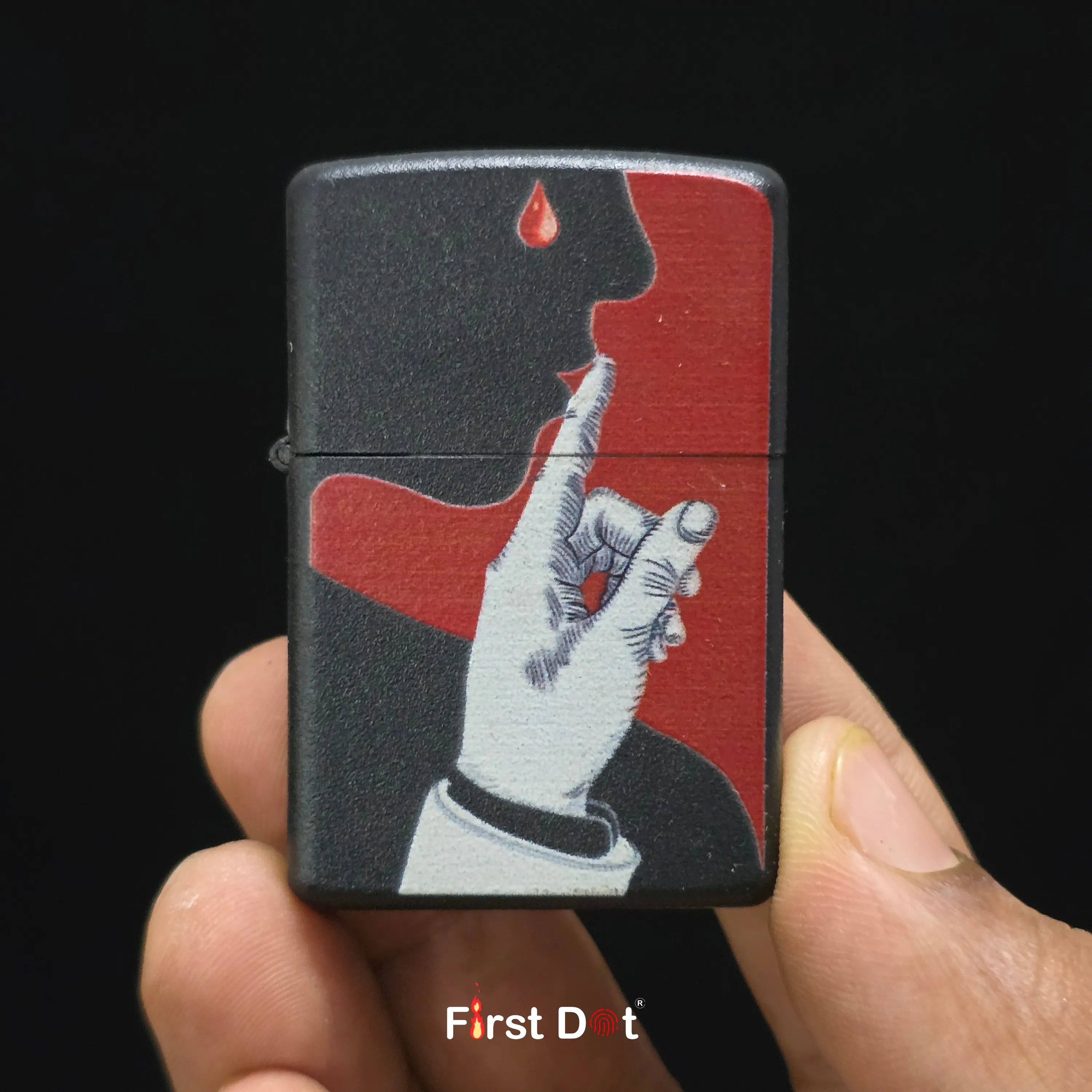 First Dot Stay Calm & Artistic Hand Liquid Fuel Lighter Pack of 2