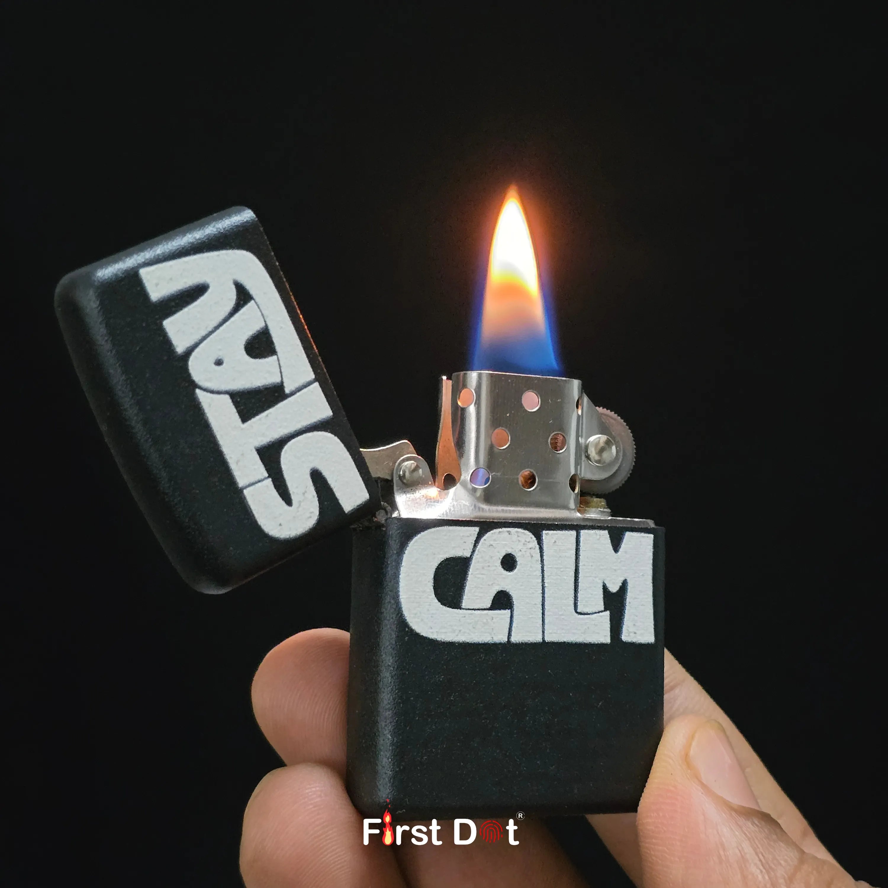 First Dot Stay Calm & Artistic Hand Liquid Fuel Lighter Pack of 2