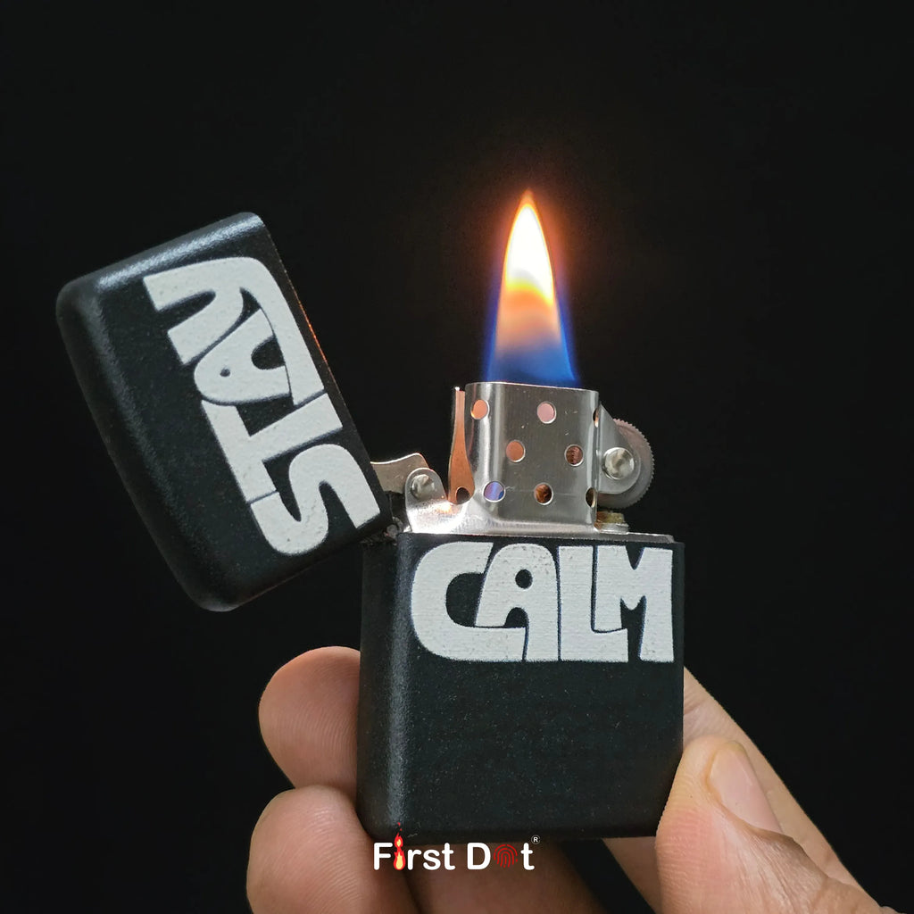 First Dot Stay Calm & Artistic Hand Liquid Fuel Lighter Pack of 2