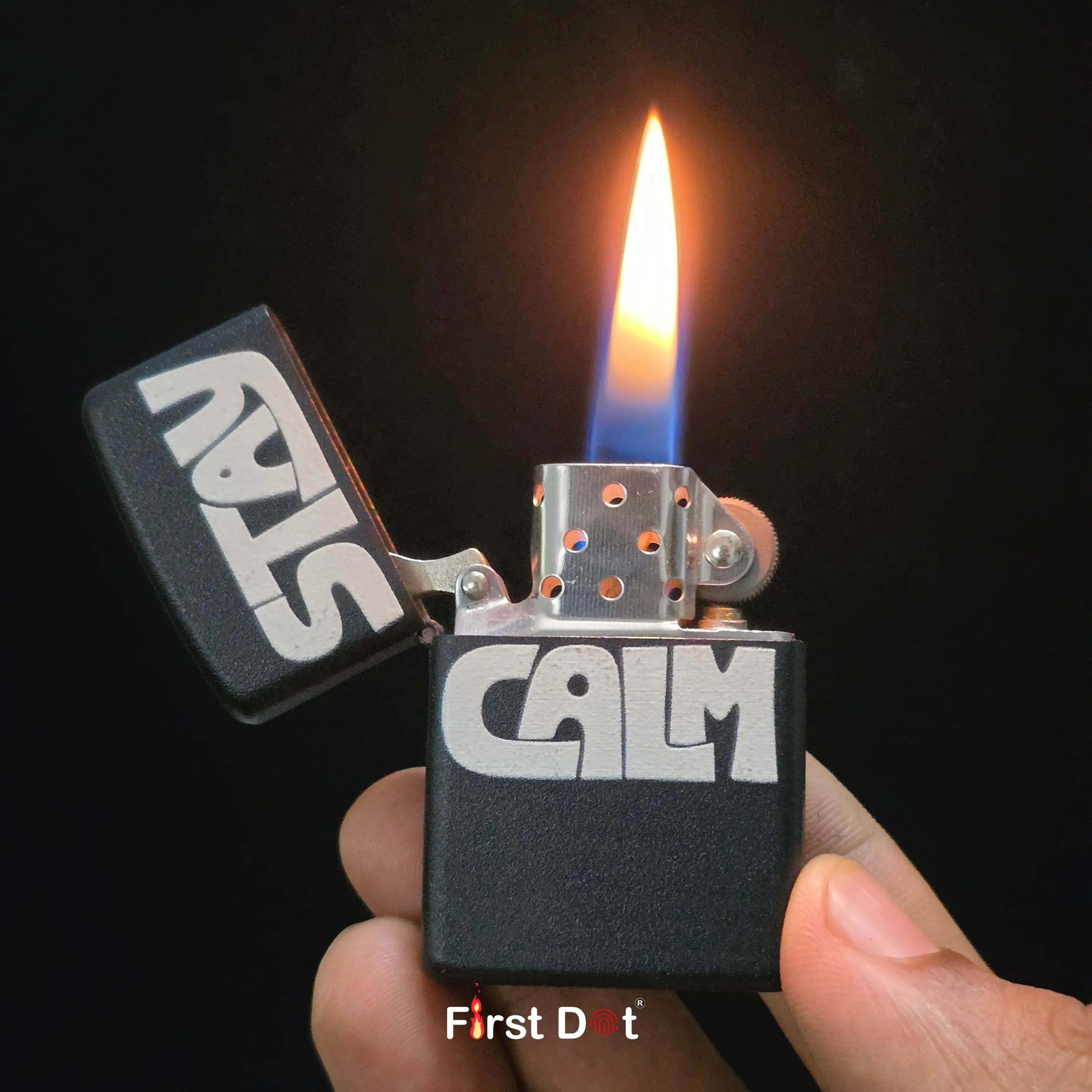 First Dot Stay Calm & Artistic Hand Liquid Fuel Lighter Pack of 2
