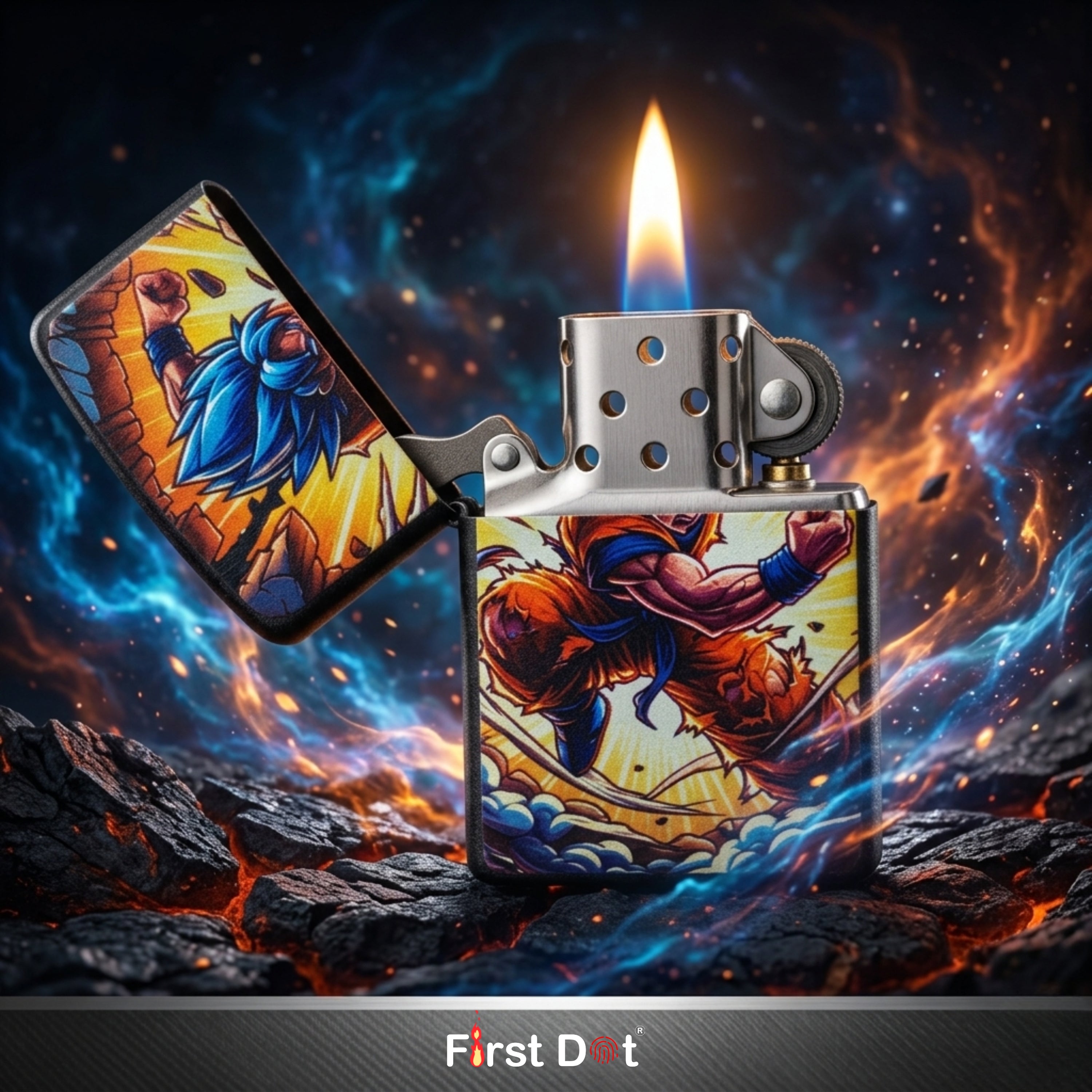 First Dot Super Saiyan Blue Goku Windproof Cigarette Lighter