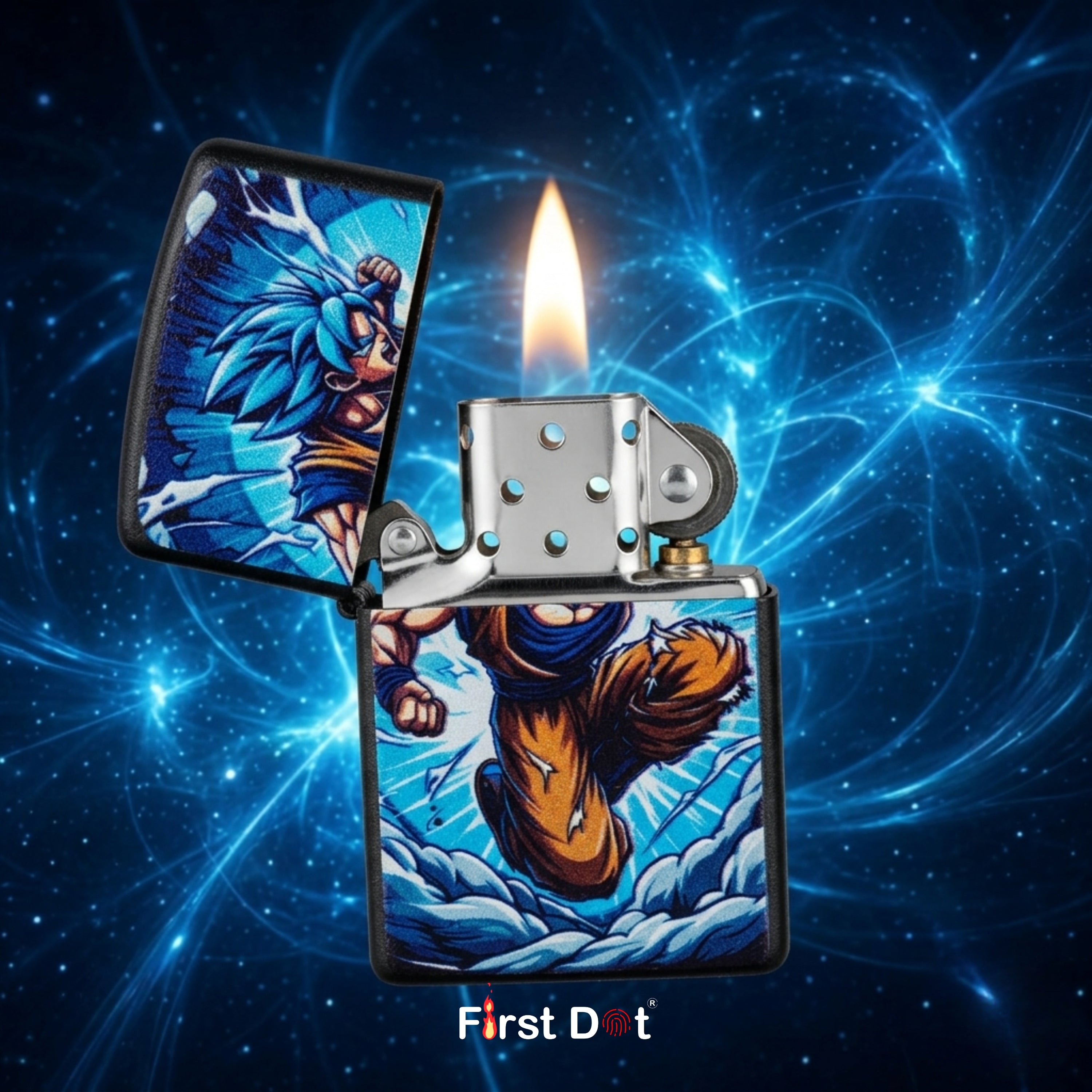 First Dot Super Saiyan Blue Windproof Cigarette Lighter