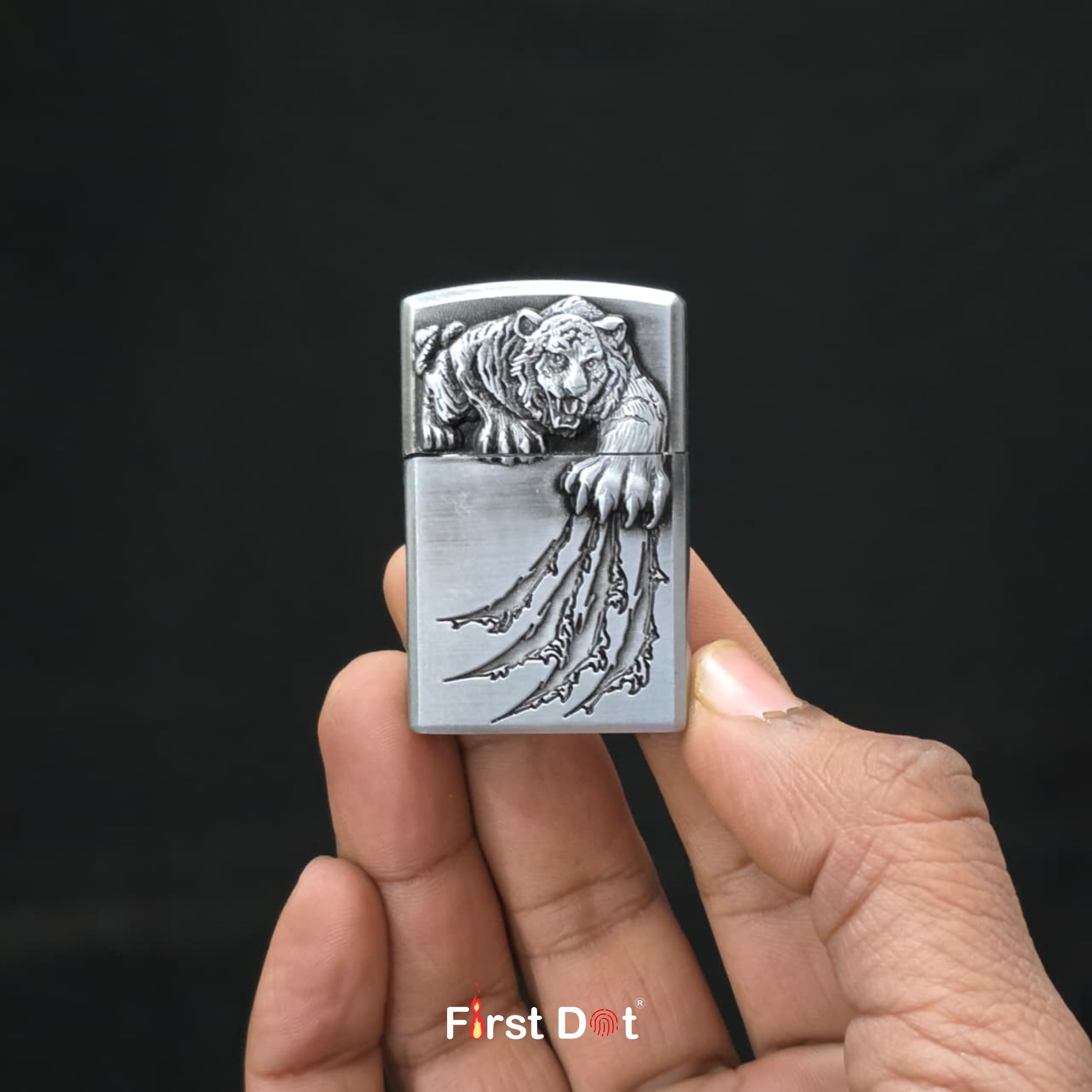Tiger Claw Engraved Cigarette Lighter