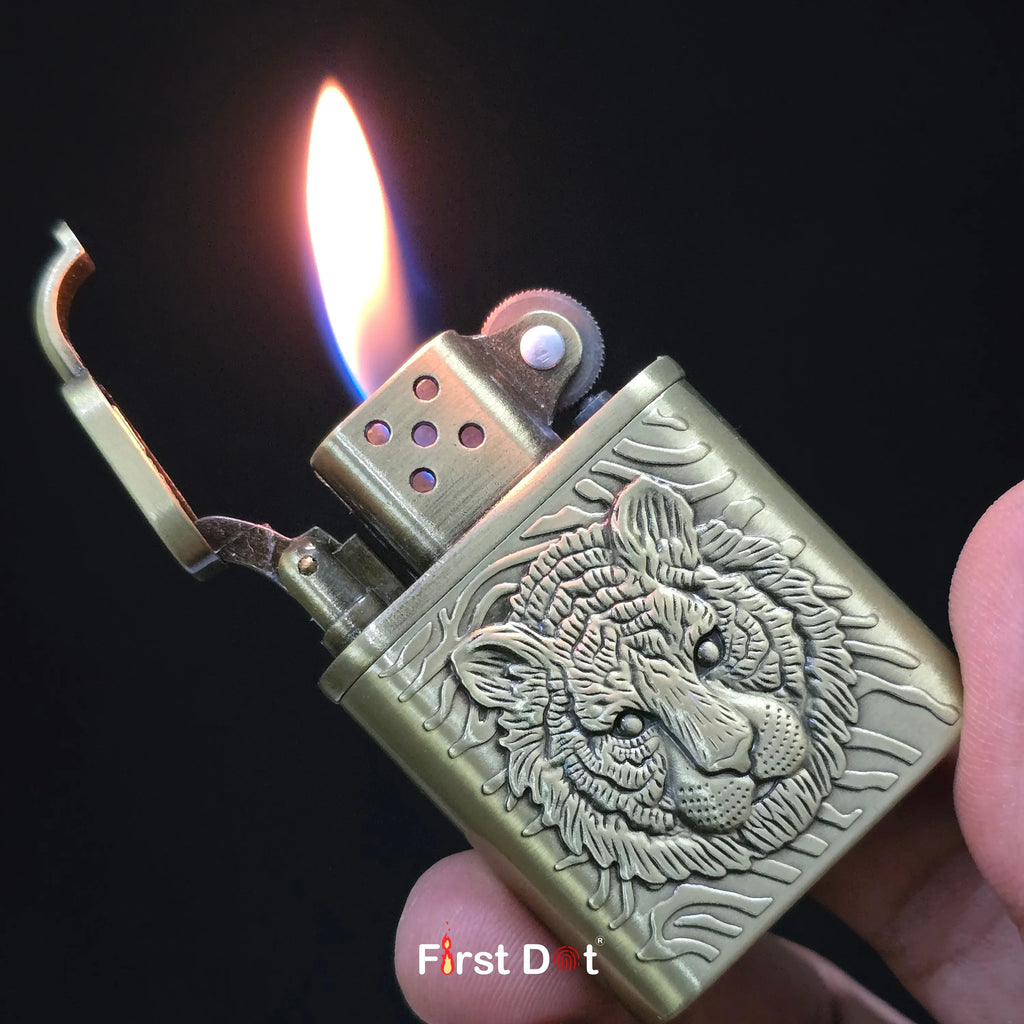 First Dot Tiger Eye Embossed Premium Cigarette Lighter Gift for Men
