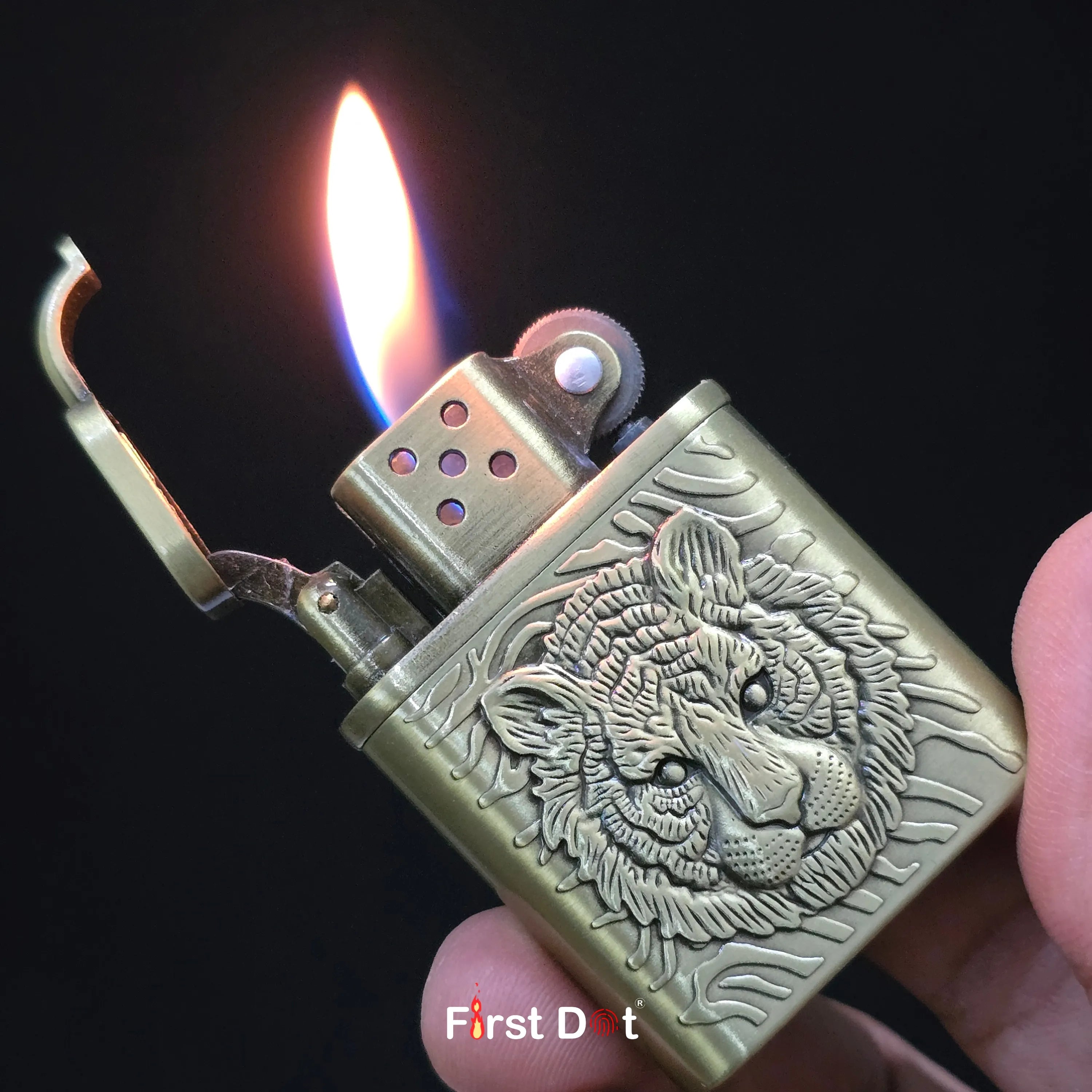 First Dot Tiger Eye Embossed Premium Cigarette Lighter Gift for Men
