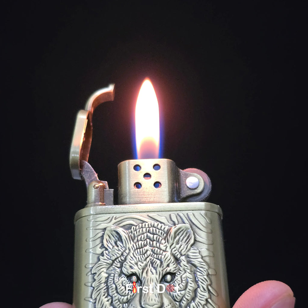 First Dot Tiger Eye Embossed Premium Cigarette Lighter Gift for Men