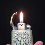 First Dot Tiger Eye Embossed Premium Cigarette Lighter Gift for Men