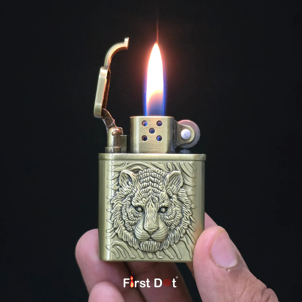 First Dot Tiger Eye Embossed Premium Cigarette Lighter Gift for Men