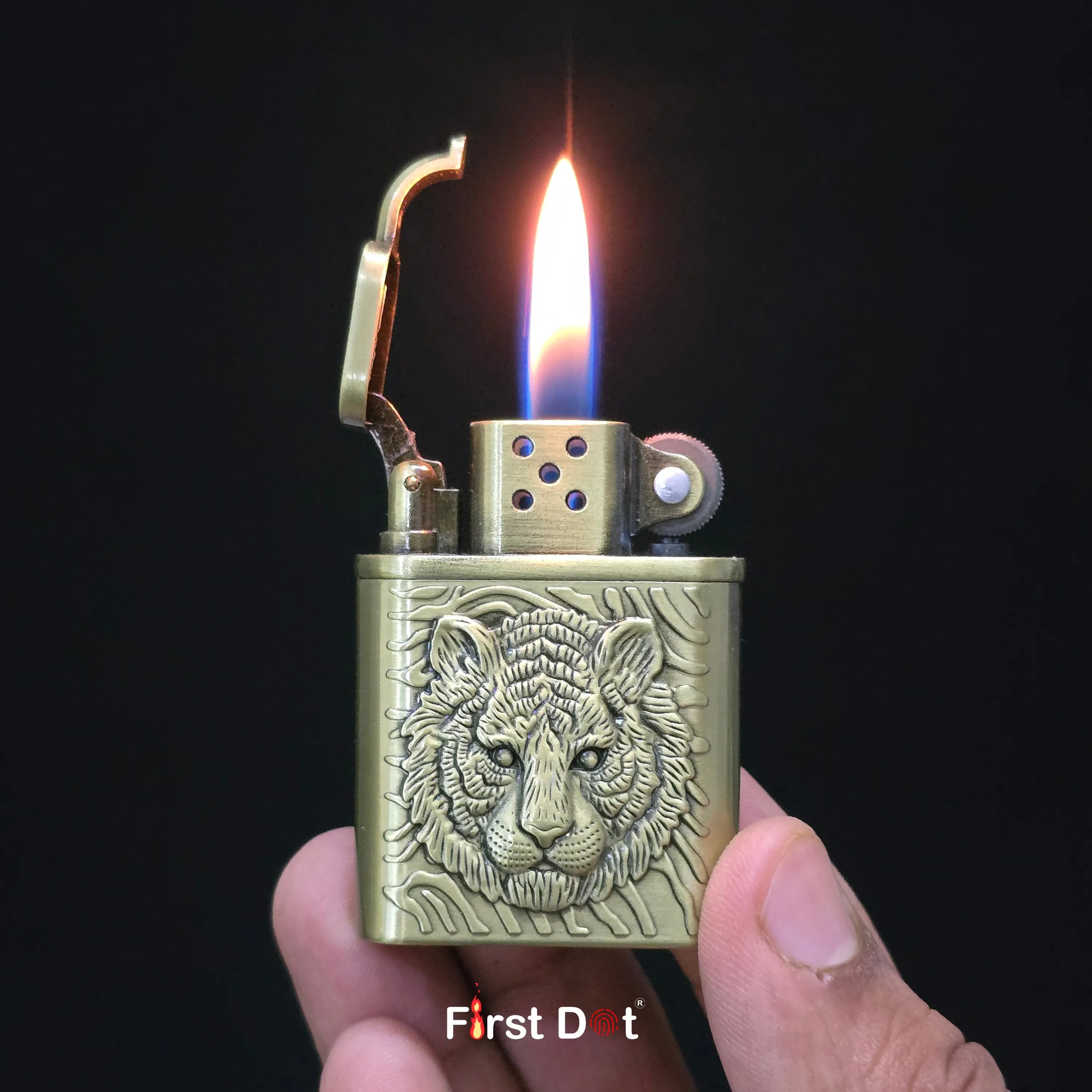First Dot Tiger Eye Embossed Premium Cigarette Lighter Gift for Men