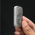 First Dot Tiger Face Engraved Red Jet Flame Windproof Lighter