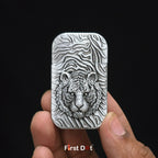 First Dot Tiger Face Engraved Red Jet Flame Windproof Lighter
