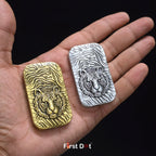 First Dot Tiger Face Engraved Red Jet Flame Windproof Lighter