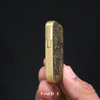 First Dot Tiger Face Engraved Red Jet Flame Windproof Lighter