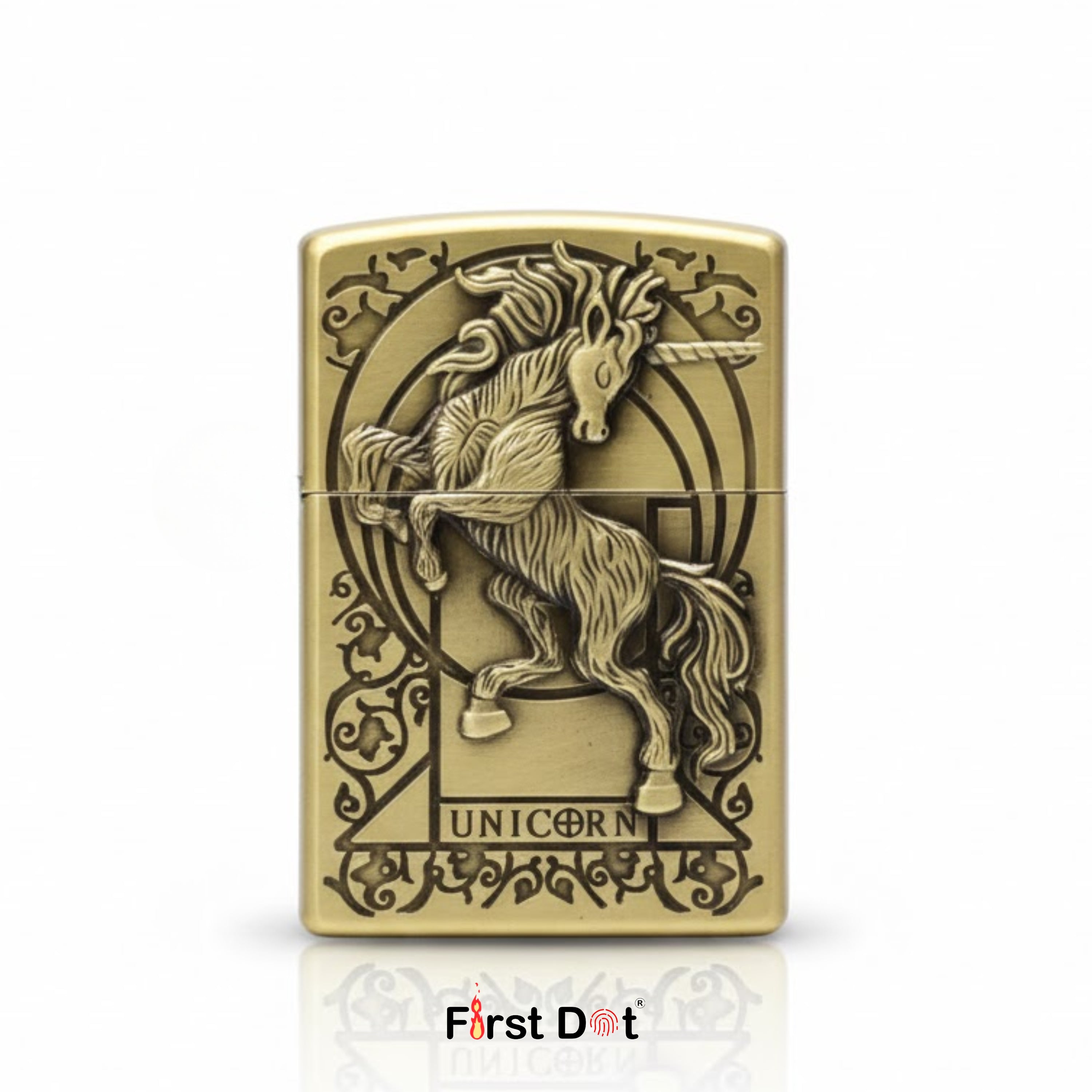 Unicorn Engraved Metal Cigarette Lighter