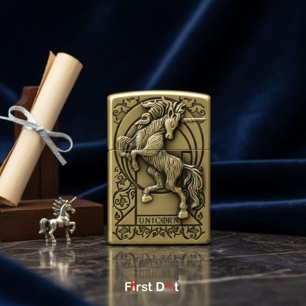 Unicorn Engraved Metal Cigarette Lighter