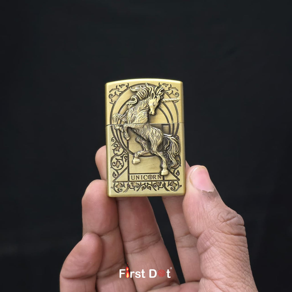 Unicorn Engraved Metal Cigarette Lighter