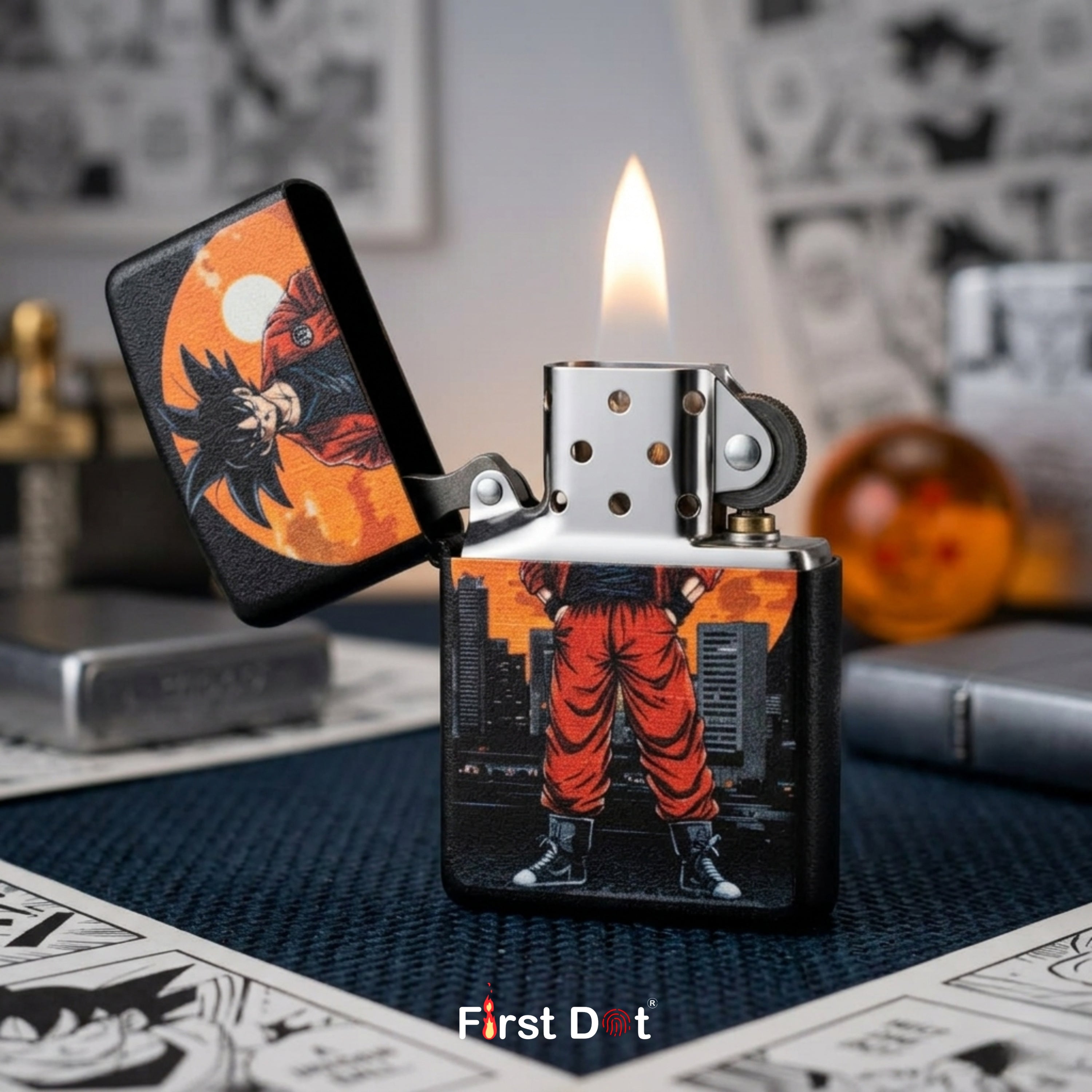 First Dot Urban Anime Series Windproof Cigarette Lighter