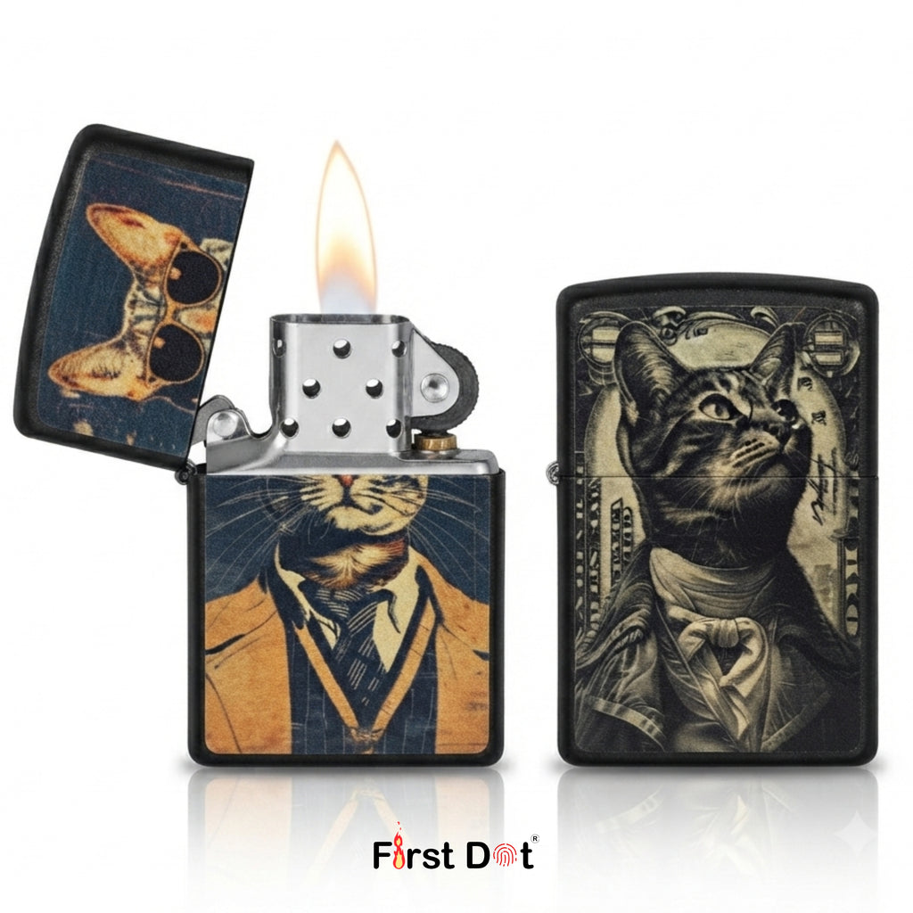First Dot Vintage Cat Portrait Lighters Pack of 2