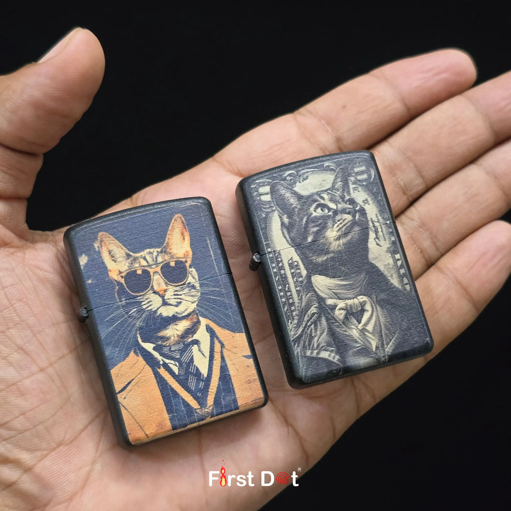 First Dot Vintage Cat Portrait Lighters Pack of 2