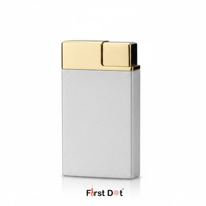 White VintageCigaretteLighter  with gold top on a white background, branded 'First Dot'.