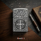 First Dot Classic Cross Engraved Cigarette Lighter