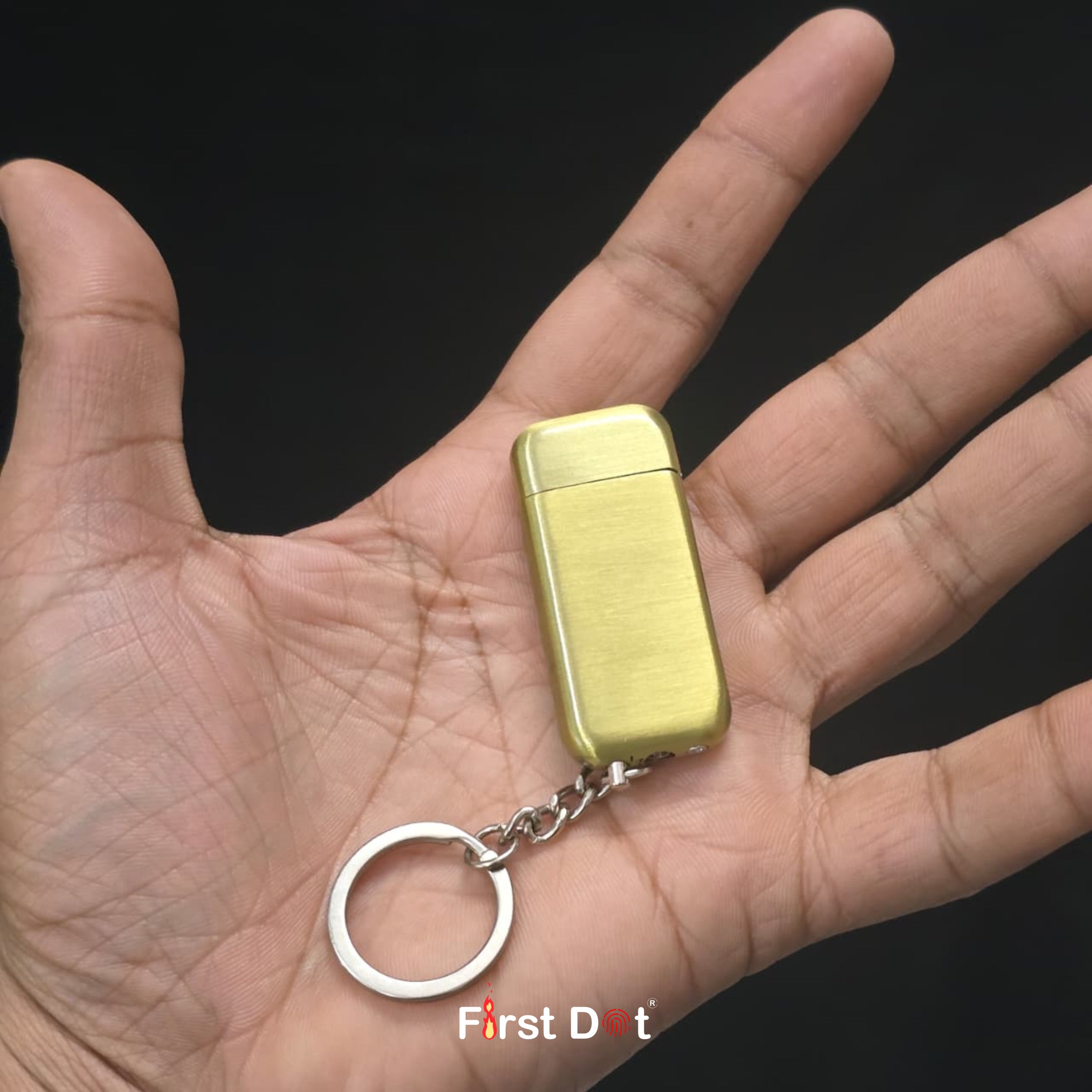 Vintage Engraved Metal Keychain Lighter Gold