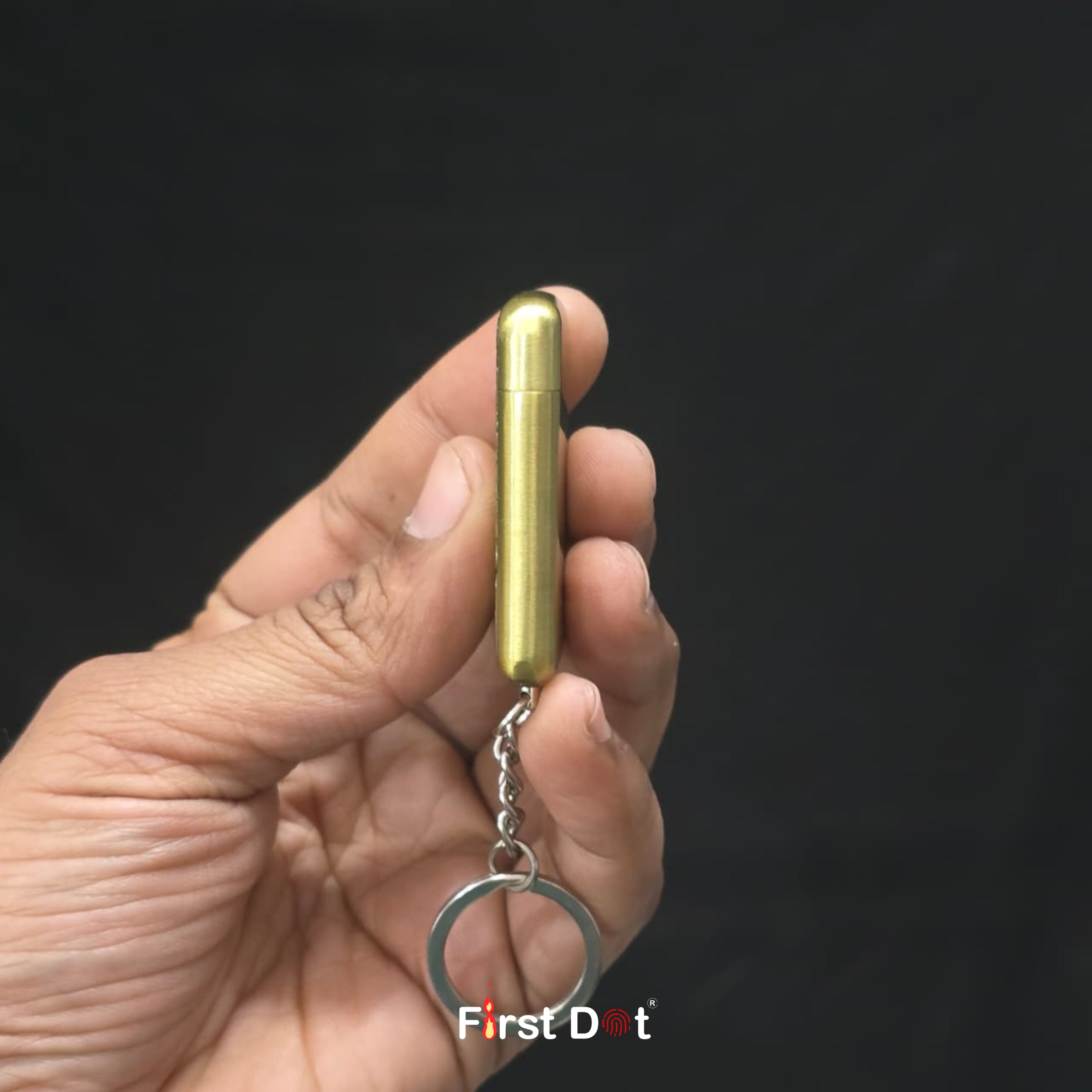 Vintage Engraved Metal Keychain Lighter Gold