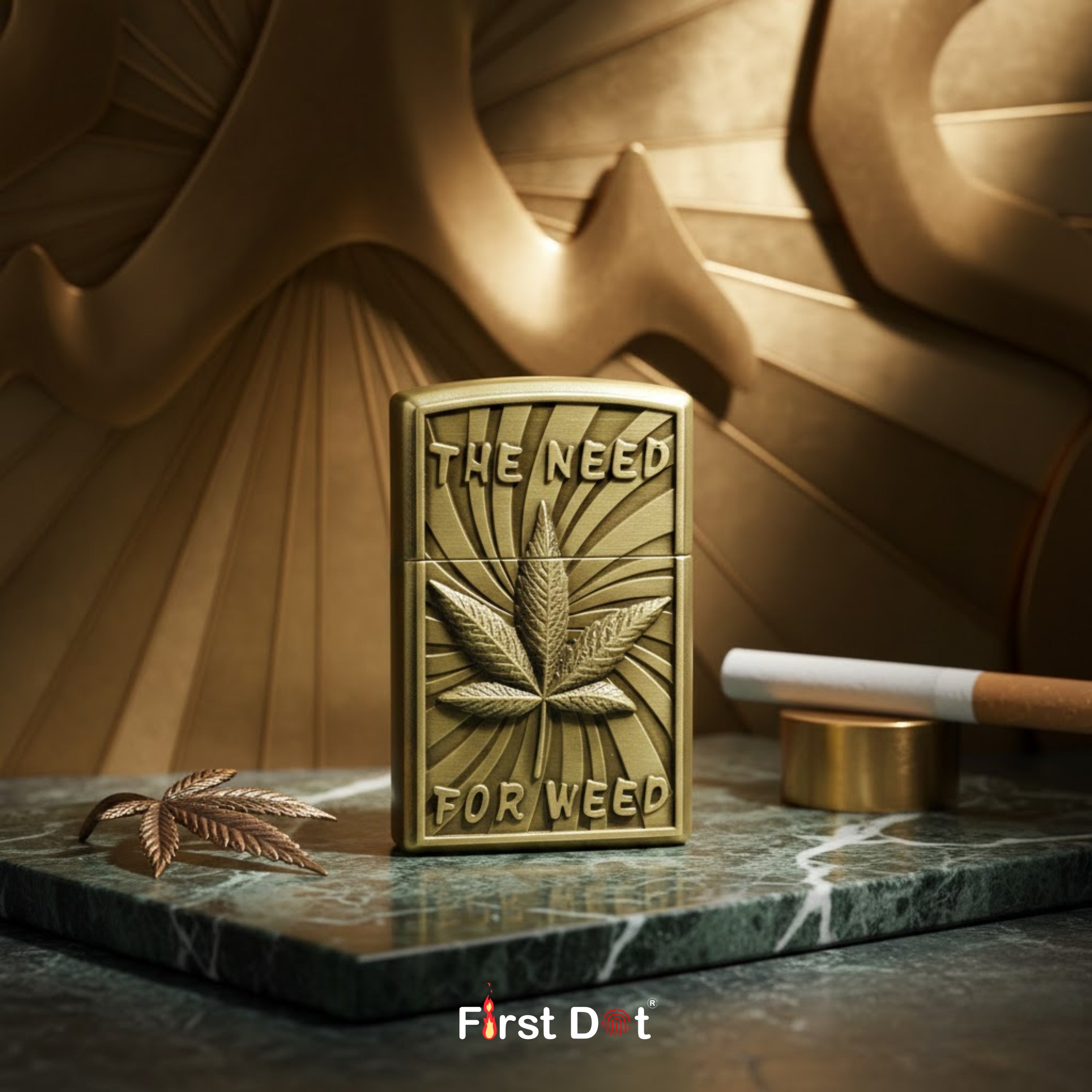 Antique Leaf Engraved | Vintage Fancy Cigarette Lighter