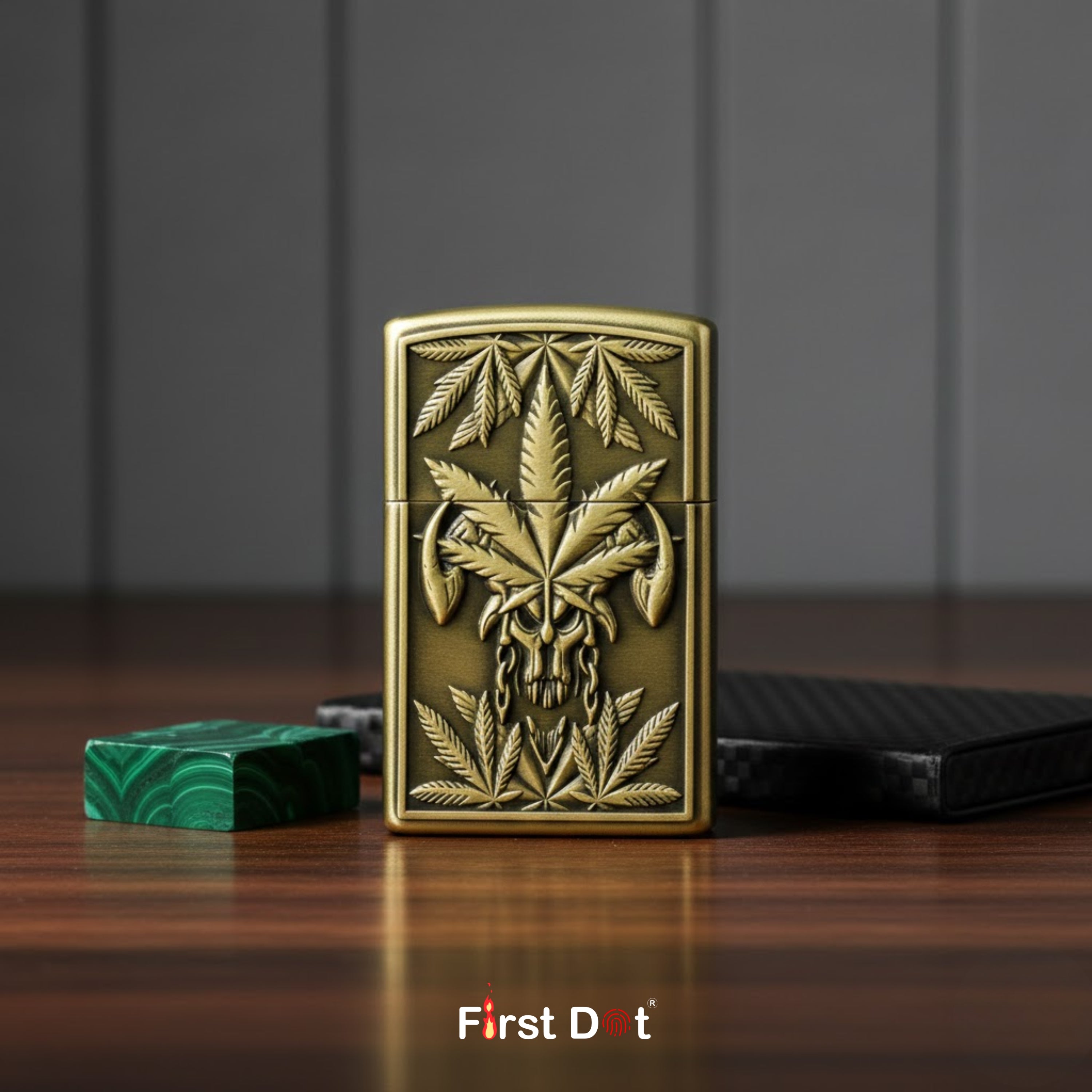 Antique Skull Leaf Engraved | Fancy Cigarette Lighter