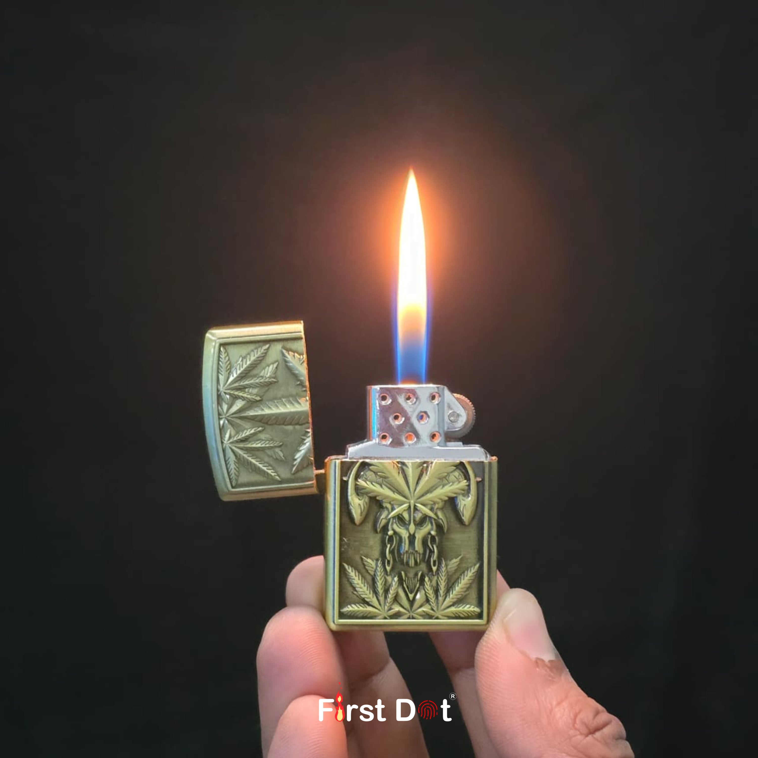 Antique Skull Leaf Engraved | Fancy Cigarette Lighter