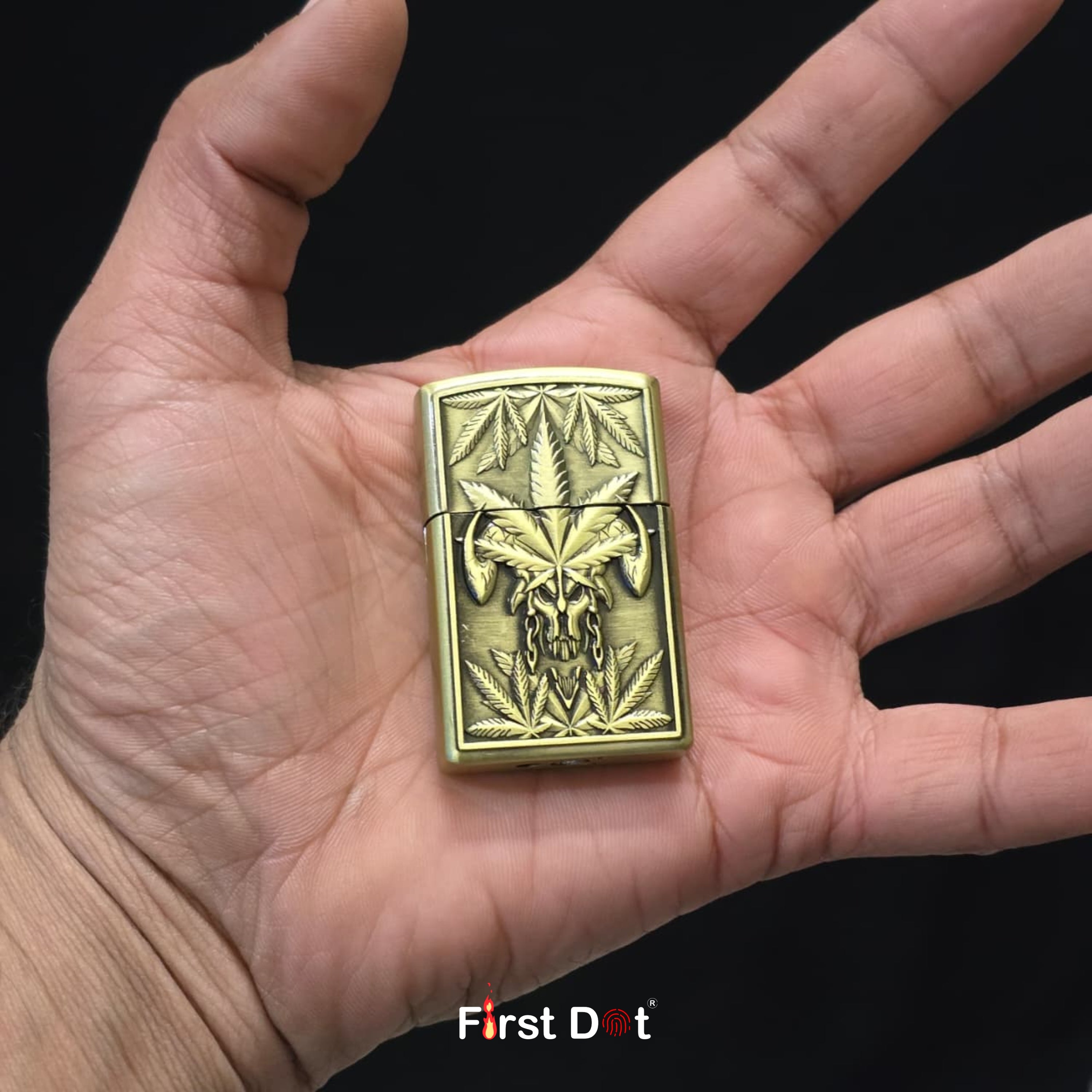 Antique Skull Leaf Engraved | Fancy Cigarette Lighter