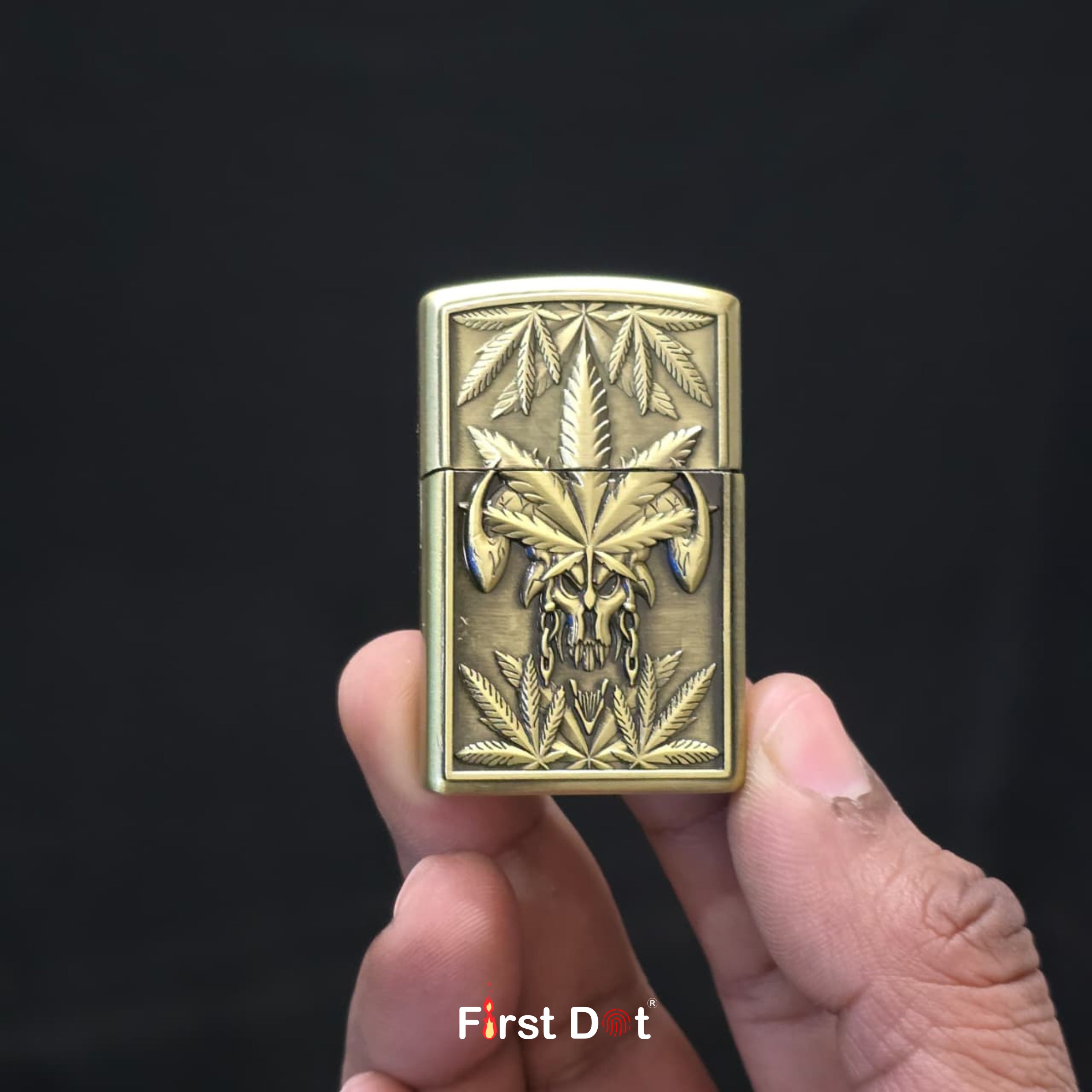 Antique Skull Leaf Engraved | Fancy Cigarette Lighter