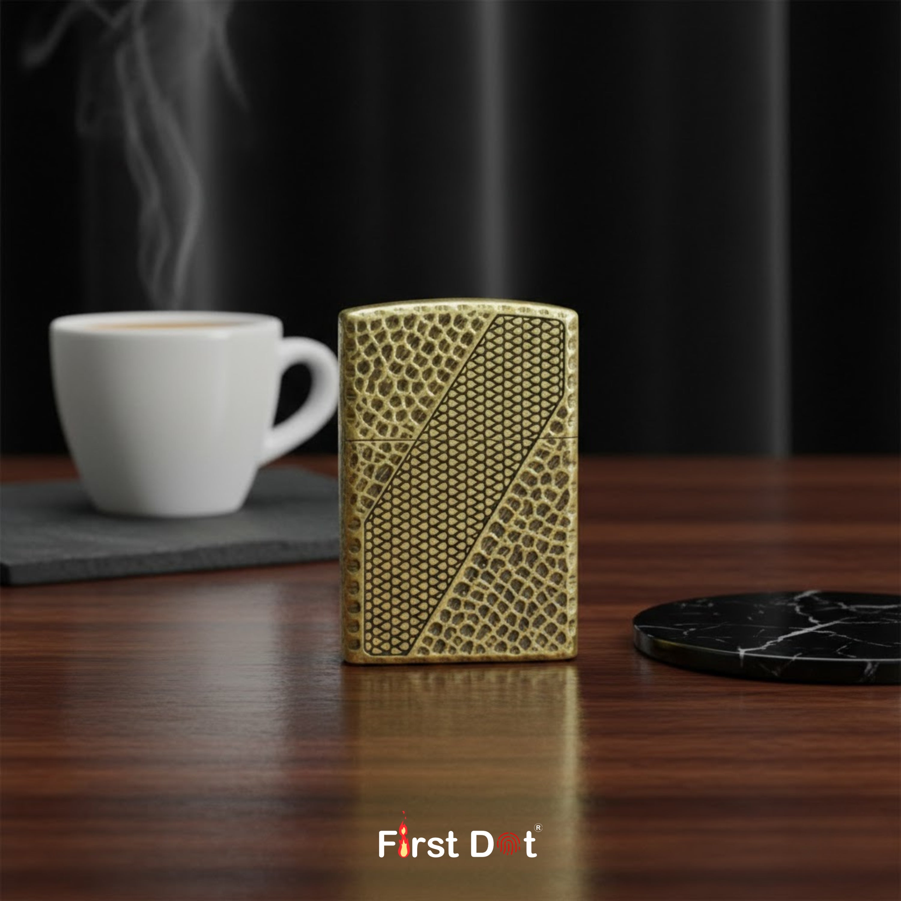Textured Gold Metal | Vintage Fancy Cigarette Lighter