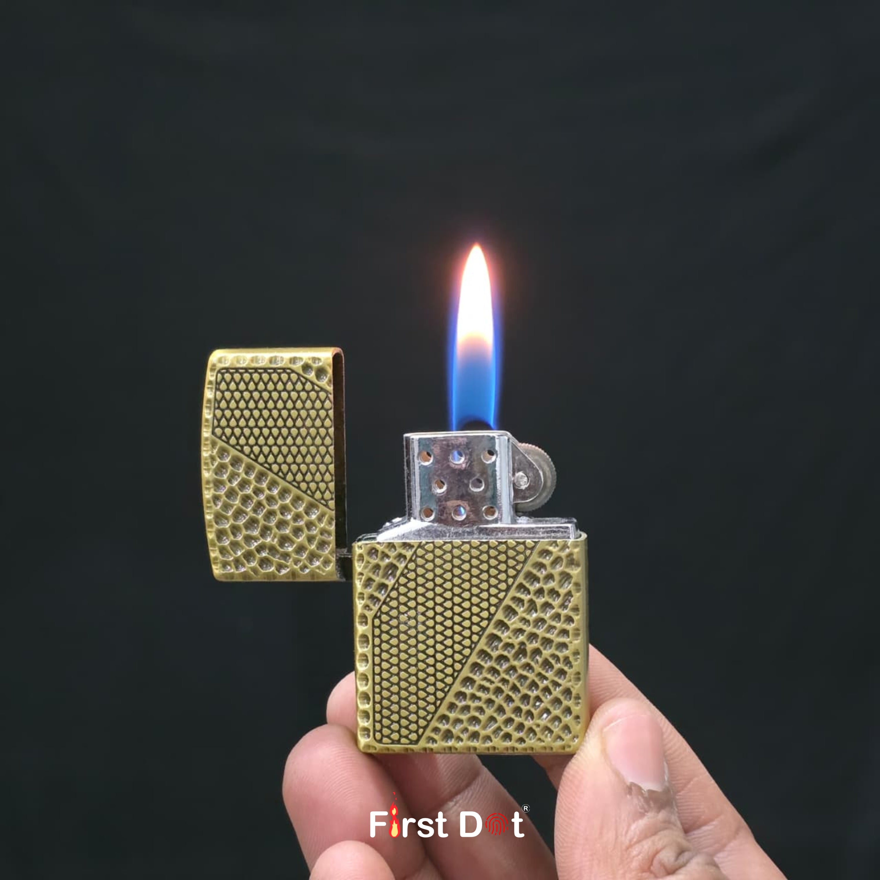 Textured Gold Metal | Vintage Fancy Cigarette Lighter
