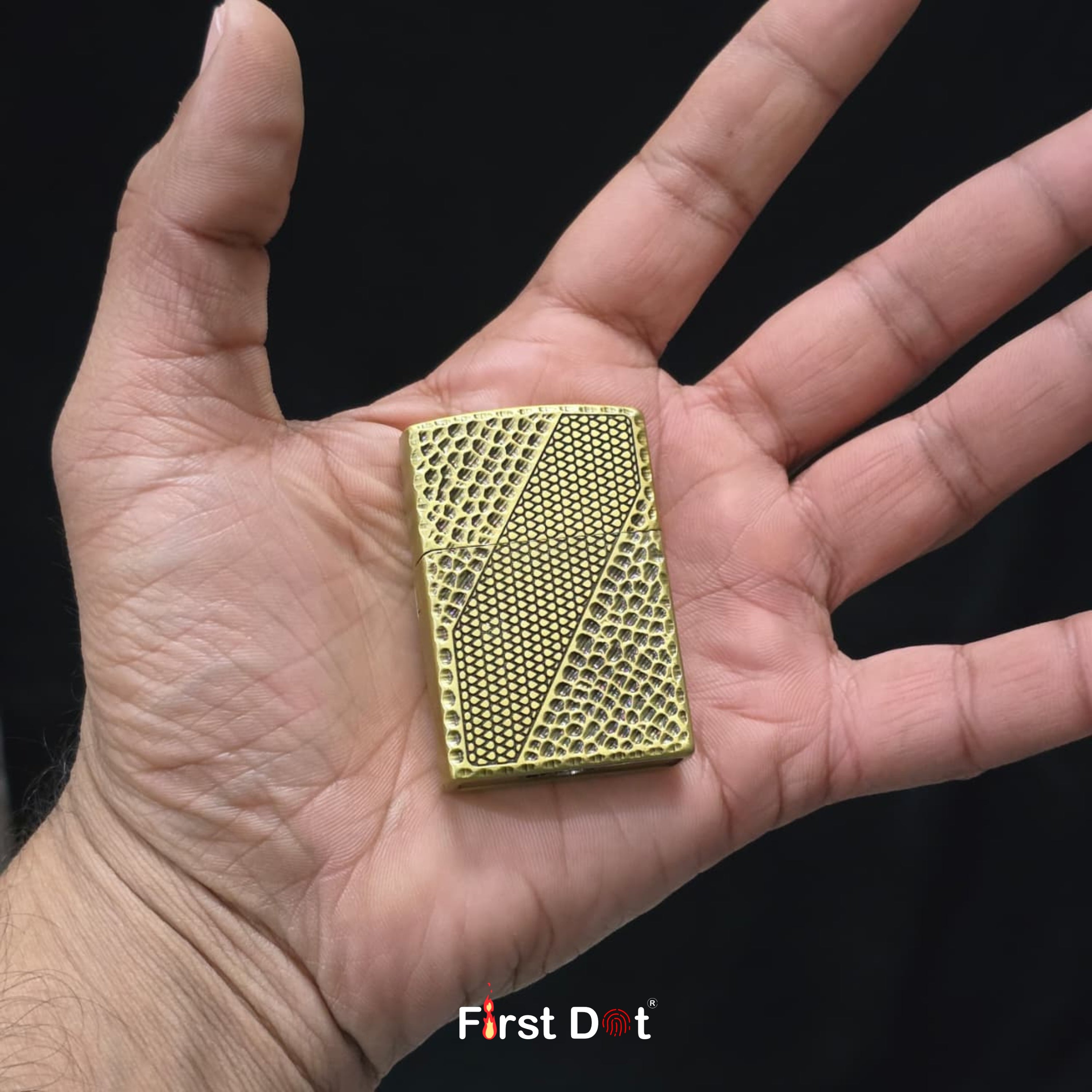 Textured Gold Metal | Vintage Fancy Cigarette Lighter