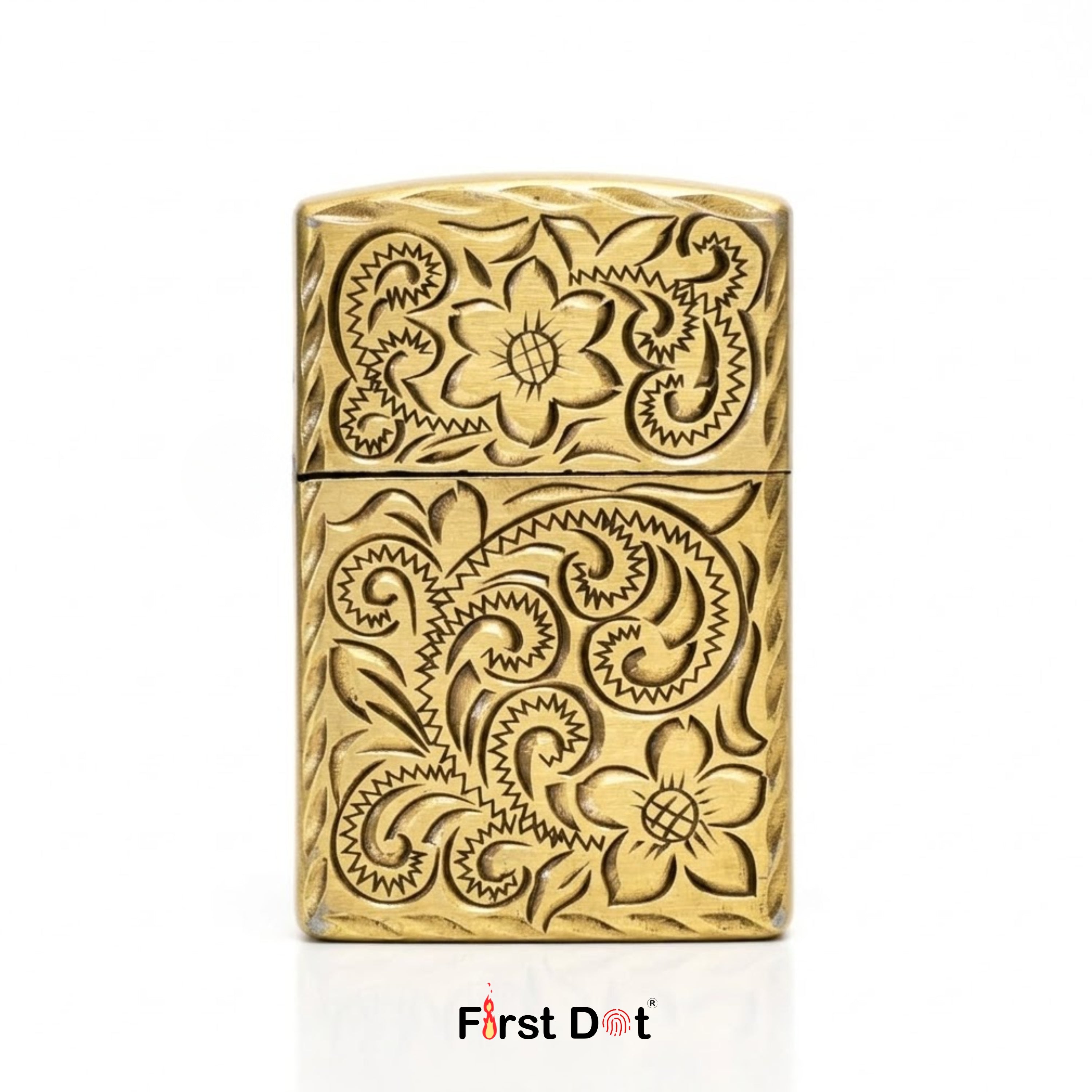 Vintage Floral Engraved Cigarette Lighter