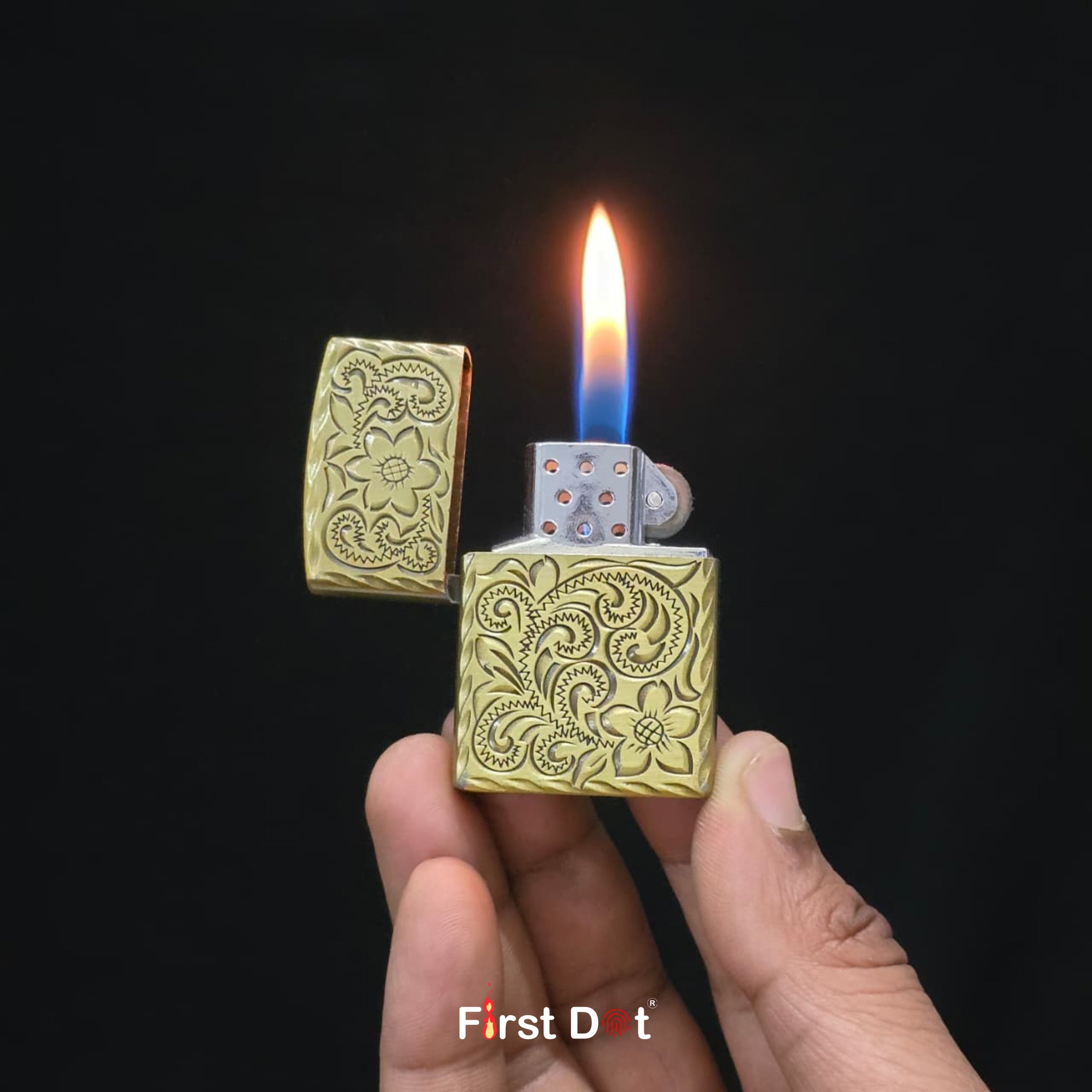 Vintage Floral Engraved Cigarette Lighter