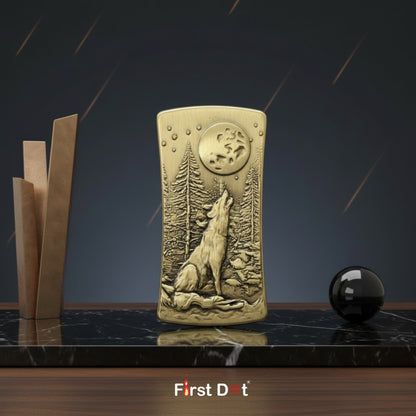 Wolf Engraved | Wind-Resistant Jet Flame Cigarette Lighter