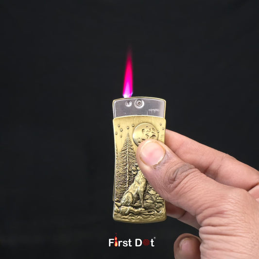 Wolf Engraved | Wind-Resistant Jet Flame Cigarette Lighter