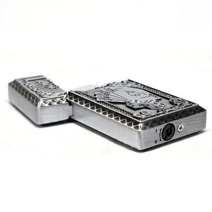 Good Luck Dice Embossed Refillable Cigarette Lighter Silver