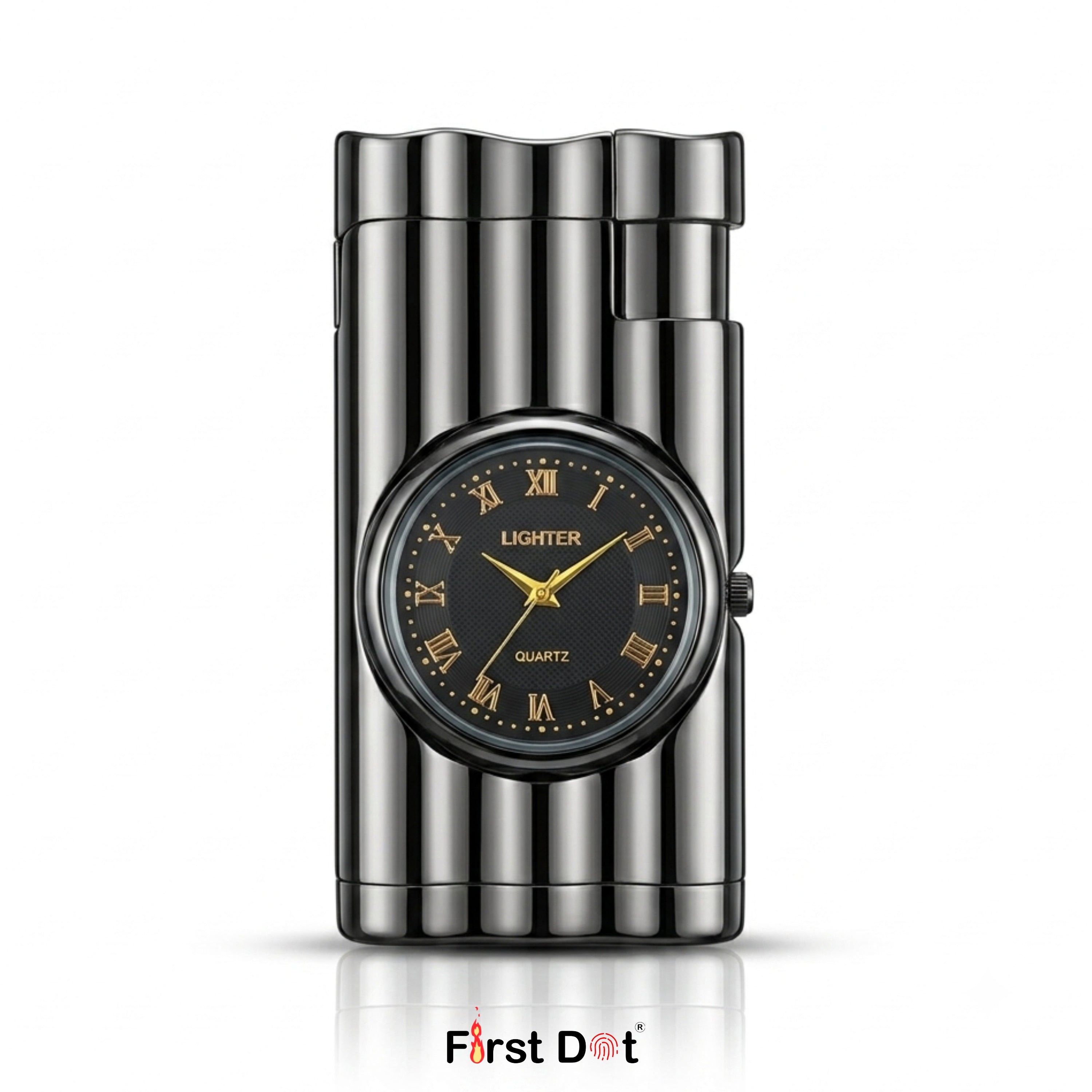 First Dot Vintoro Jet Flame Built-In Analog Watch Lighter