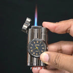 First Dot Vintoro Jet Flame Built-In Analog Watch Lighter