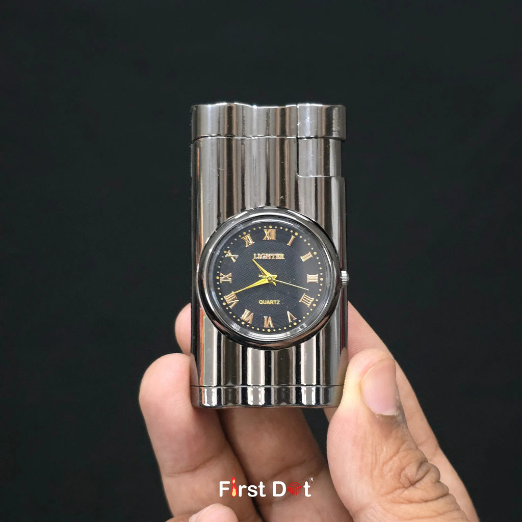 First Dot Vintoro Jet Flame Built-In Analog Watch Lighter