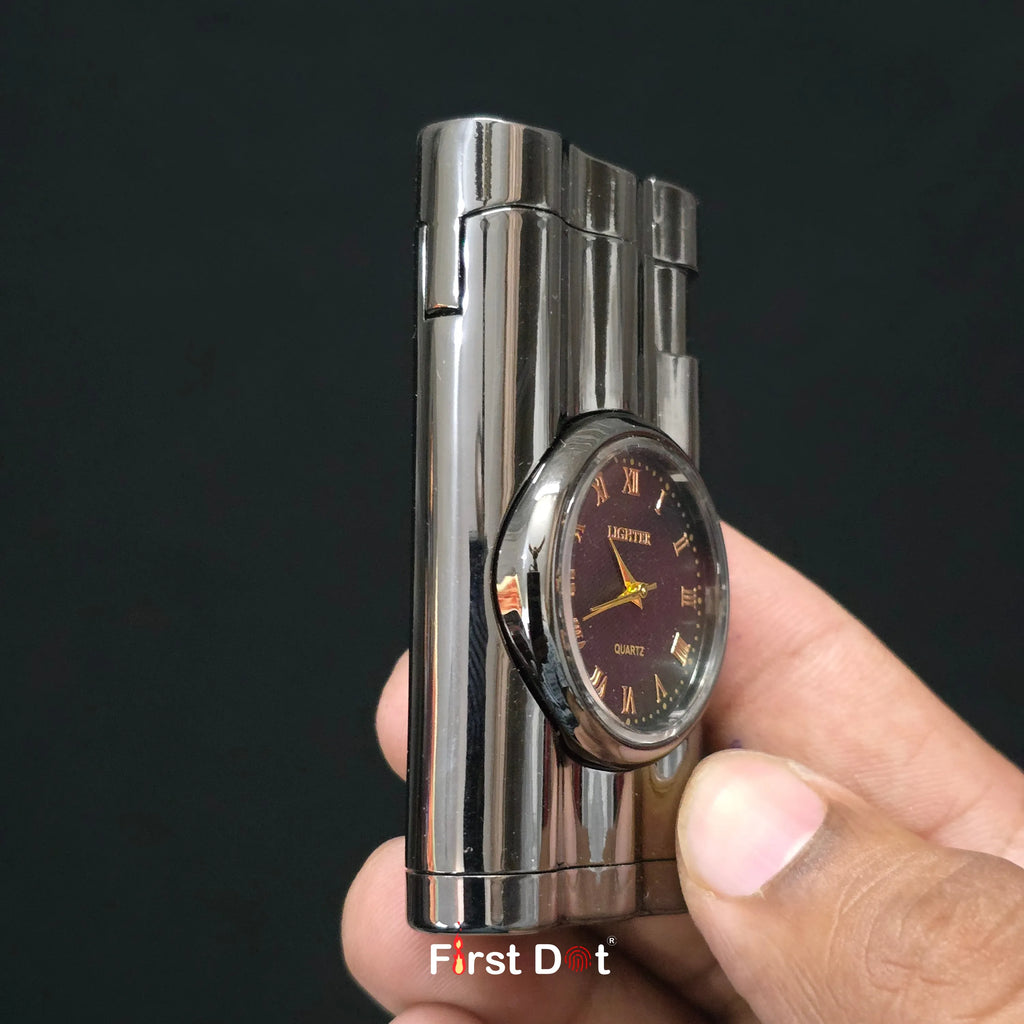 First Dot Vintoro Jet Flame Built-In Analog Watch Lighter