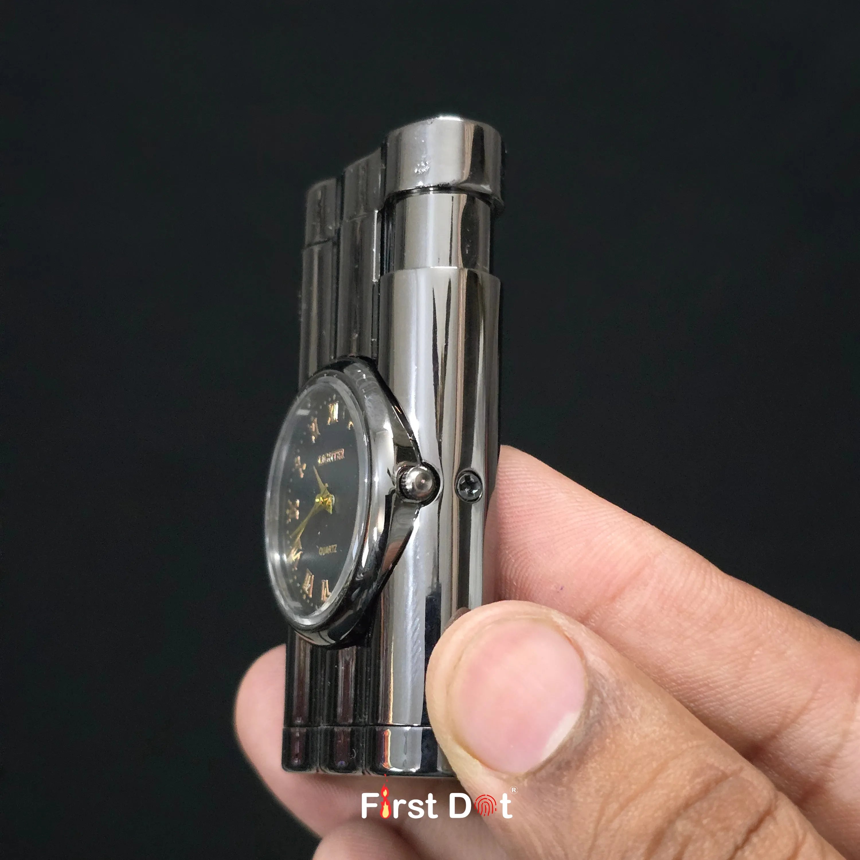 First Dot Vintoro Jet Flame Built-In Analog Watch Lighter