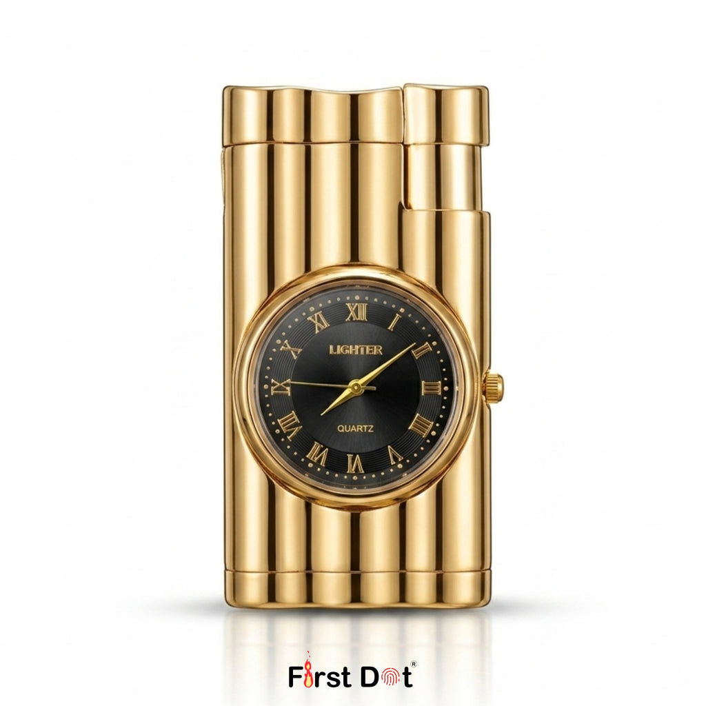 First Dot Vintoro Jet Flame Built-In Quartz Analog Watch Lighter