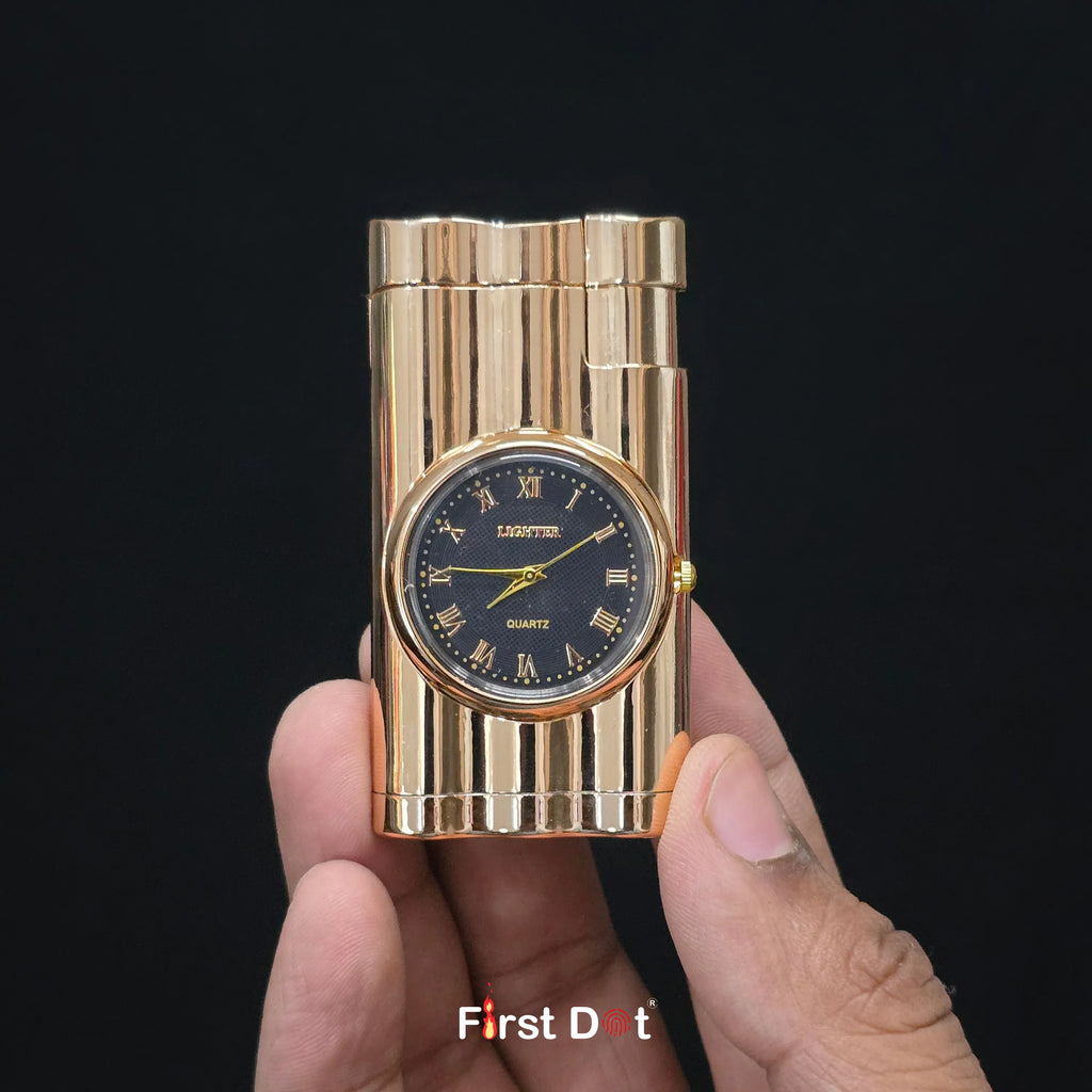First Dot Vintoro Jet Flame Built-In Quartz Analog Watch Lighter
